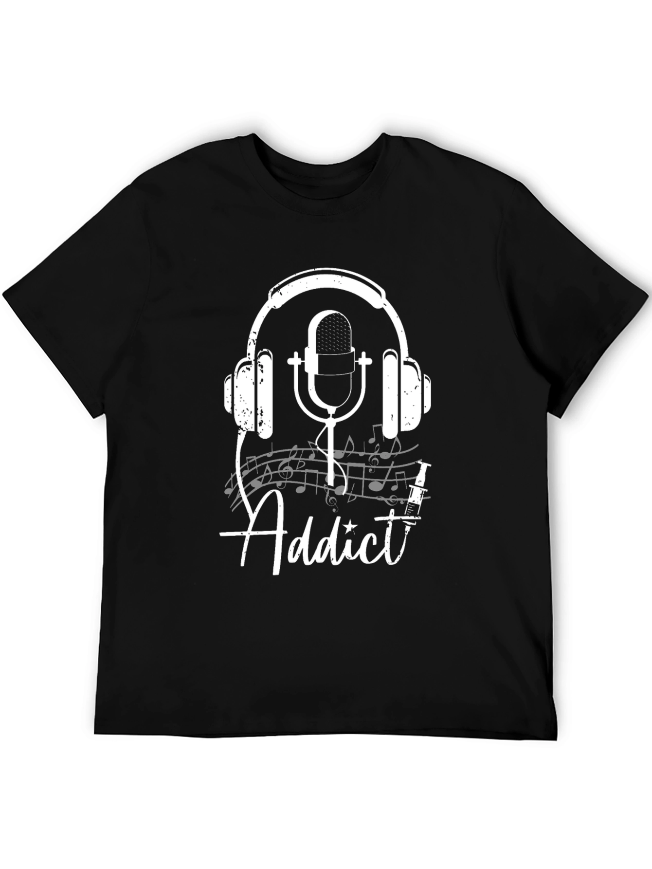 Music Addict T-Shirt - Headphones and Microphone Design