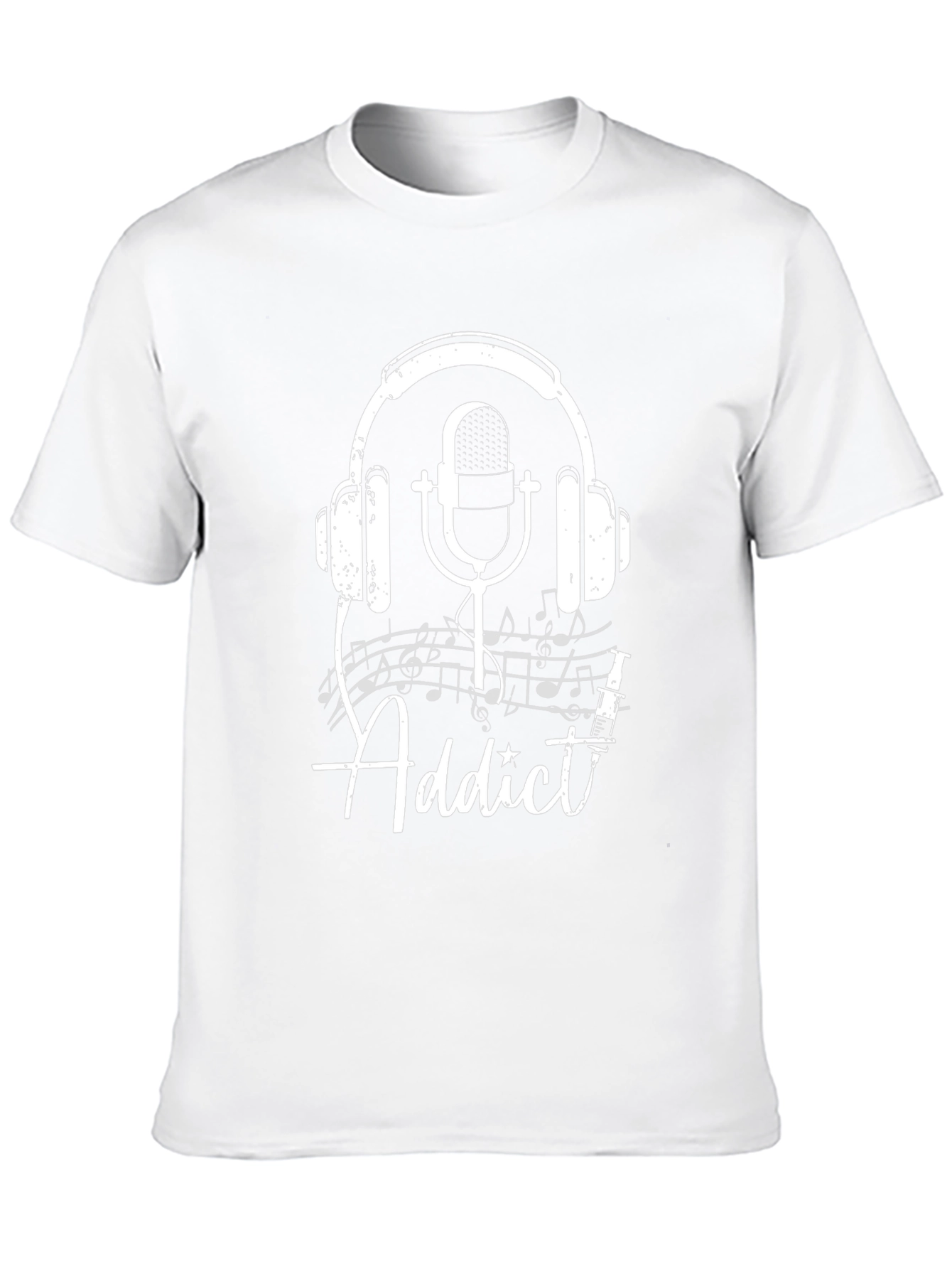 Music Addict T-Shirt - Headphones and Microphone Design