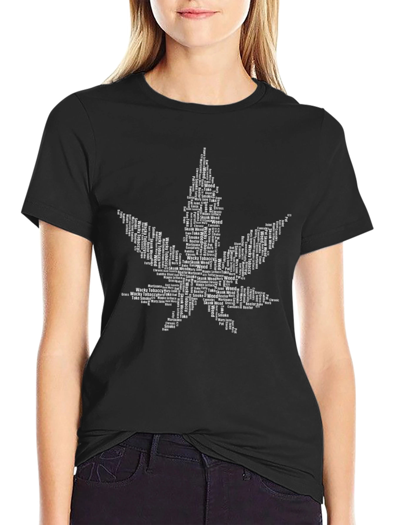 Cannabis Leaf Word Art T-Shirt