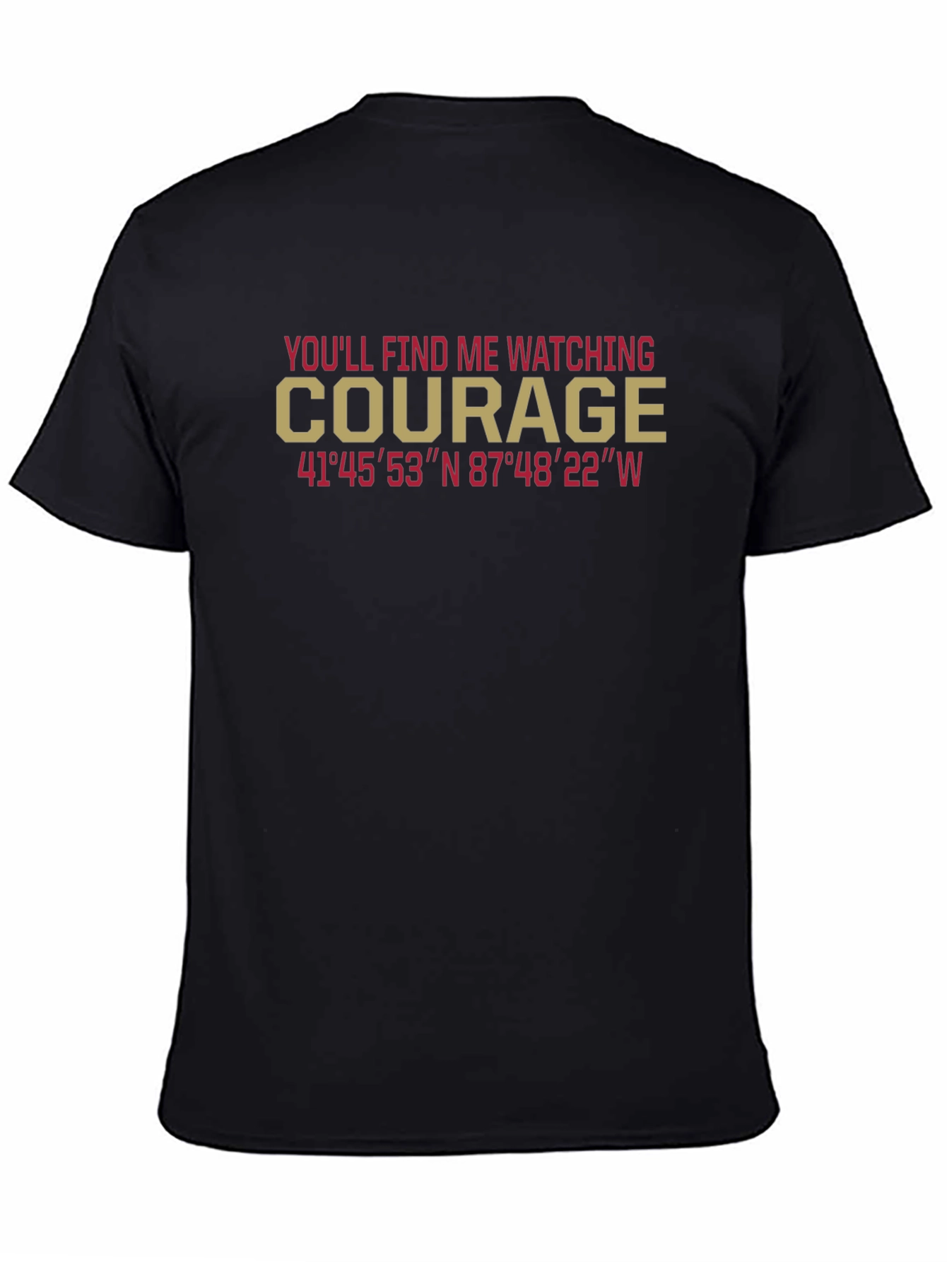 Courage Watching T-Shirt with Coordinates - Black