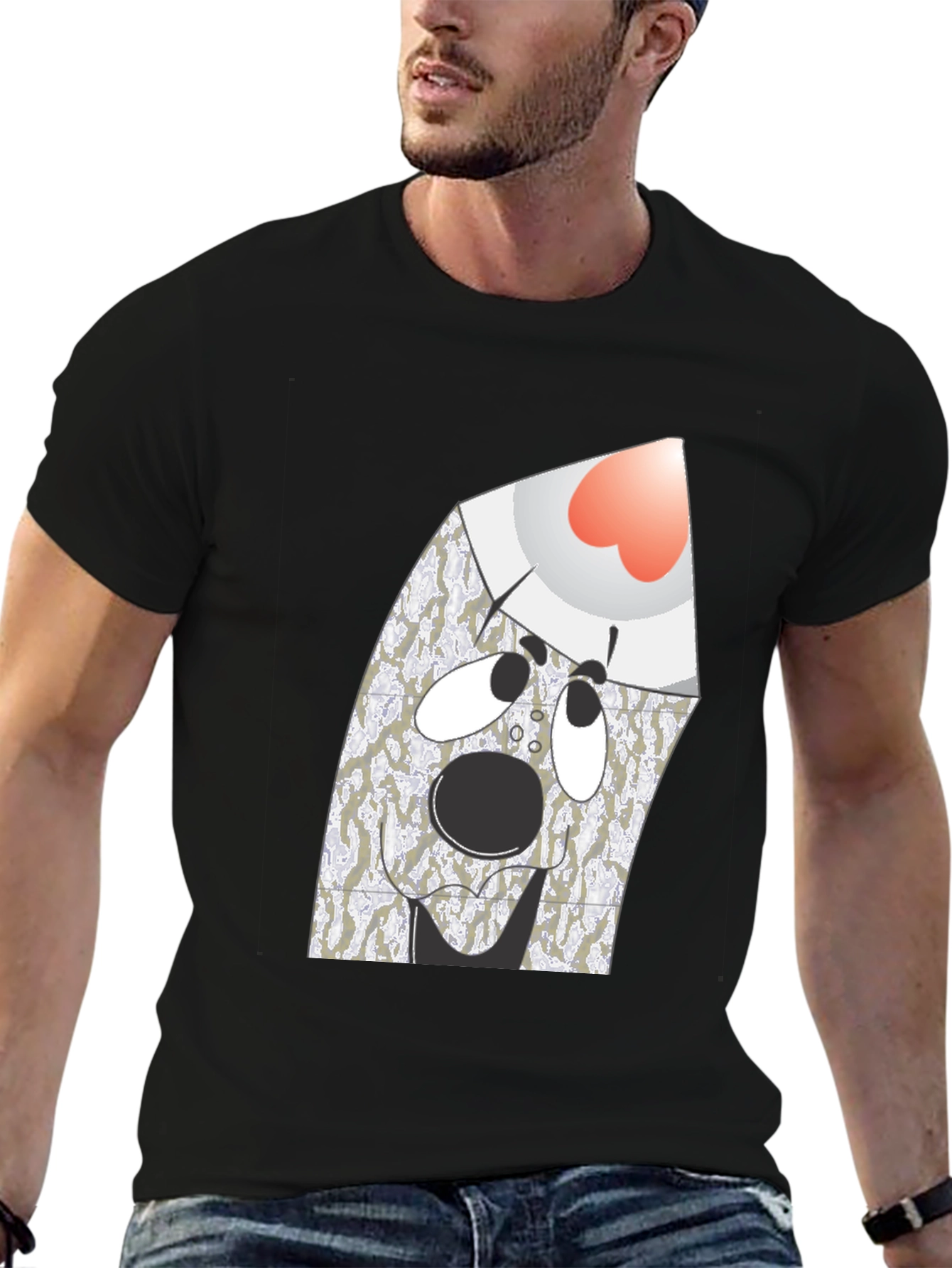 Surprised Ghost Graphic Tee - Black Cotton Blend