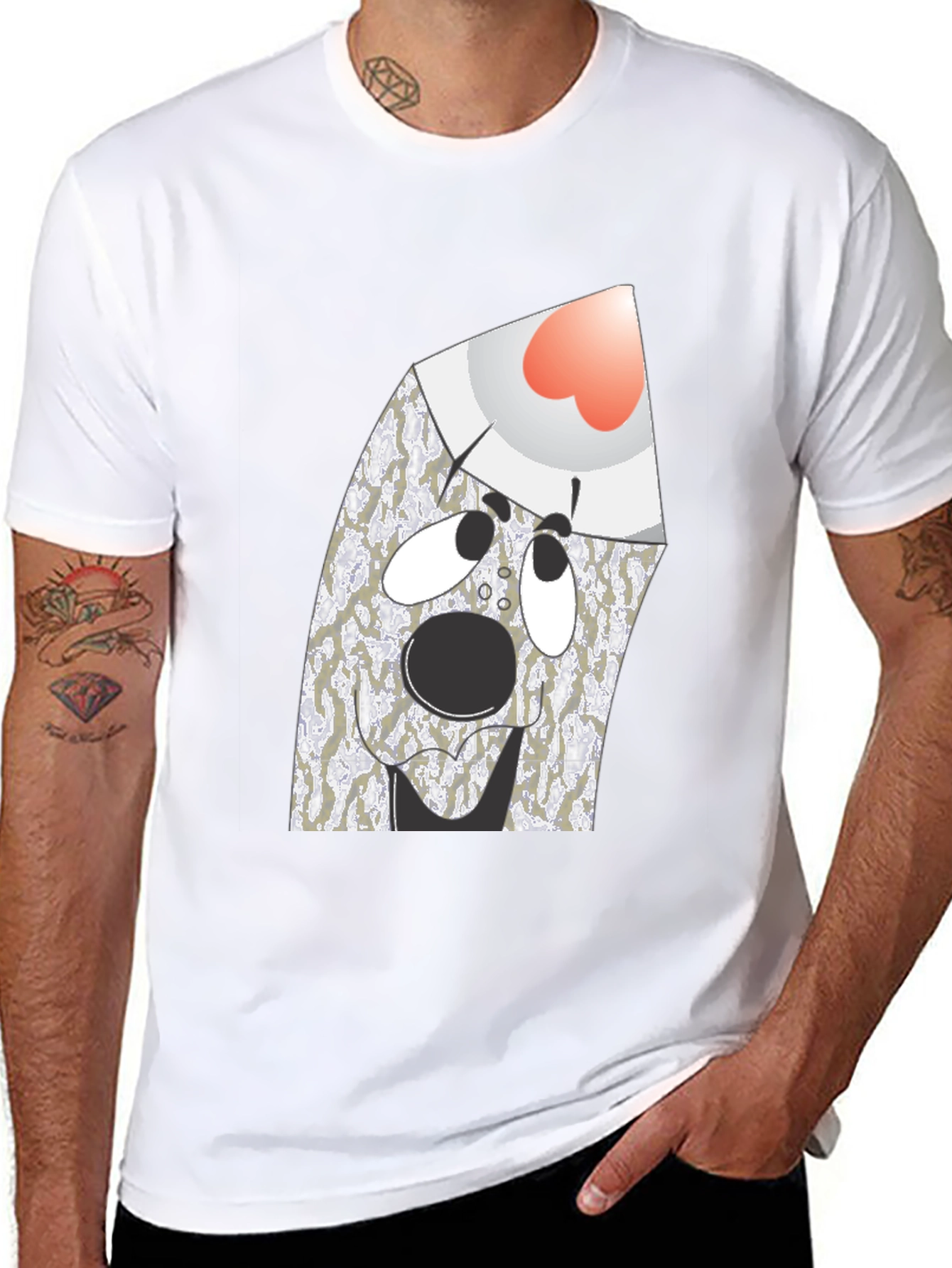 Surprised Ghost Graphic Tee - Black Cotton Blend