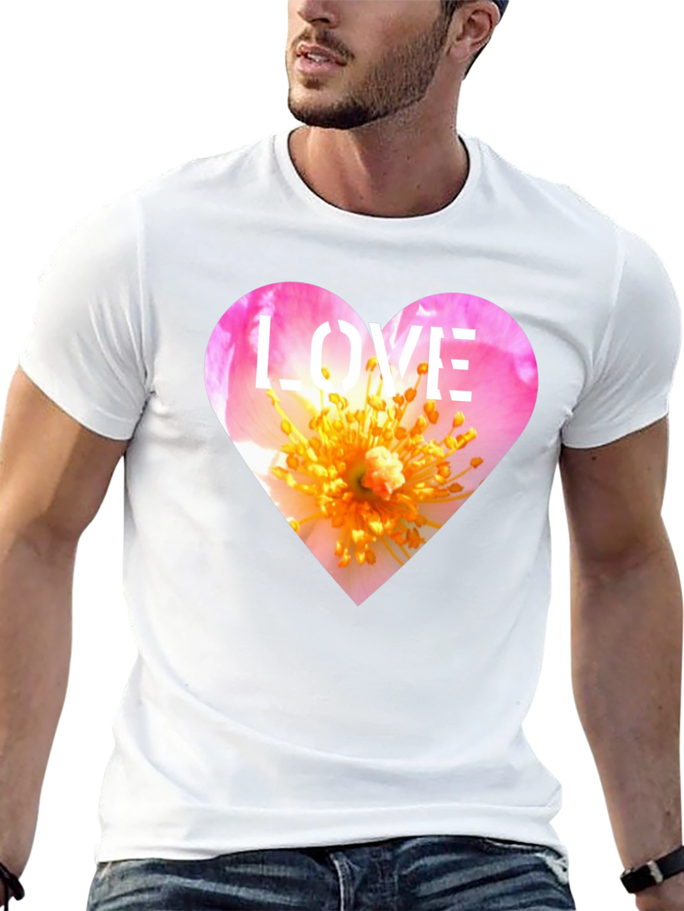 Love Heart Floral T-Shirt - Stylish Graphic Tee