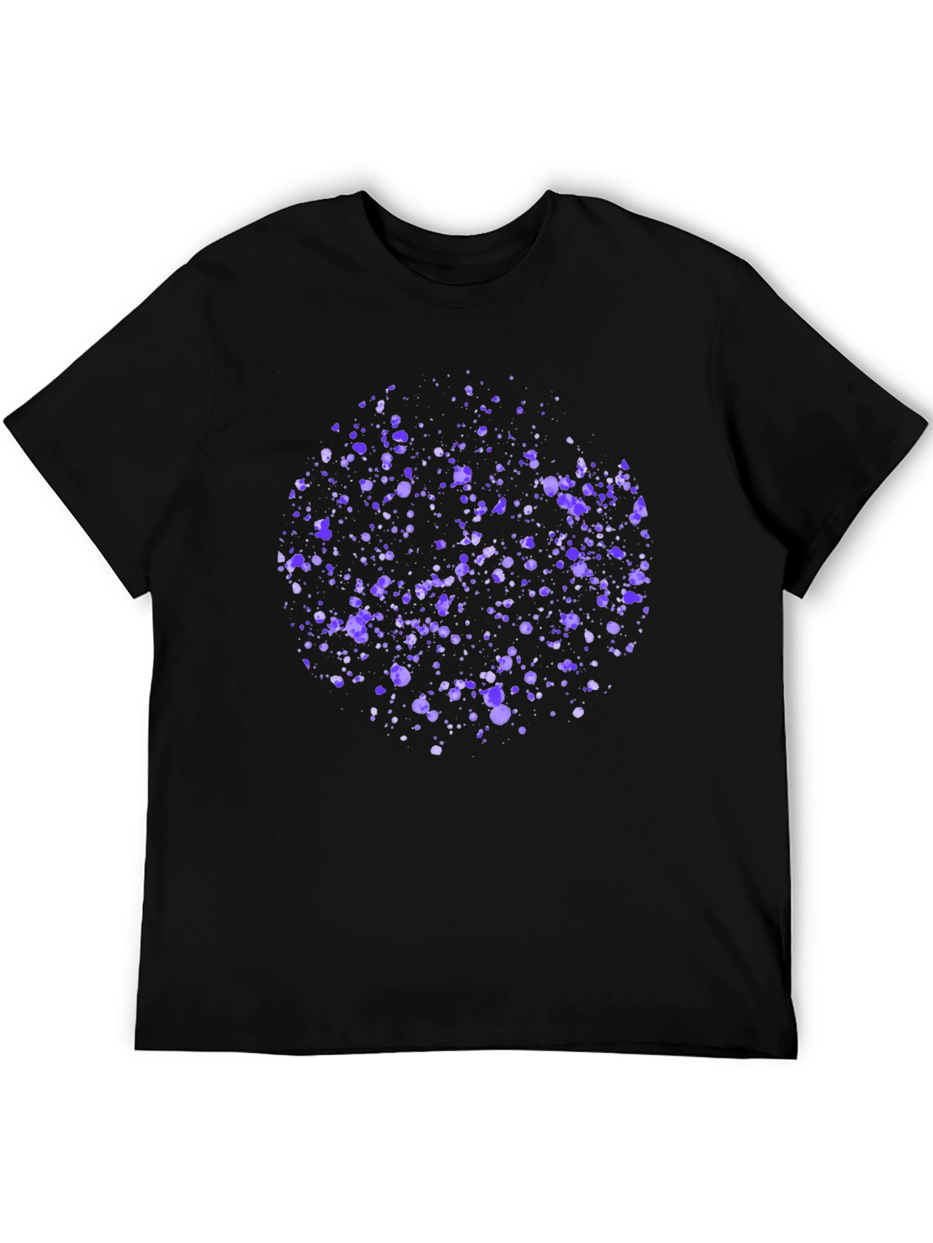 Abstract Purple Splatter Print Black T-Shirt