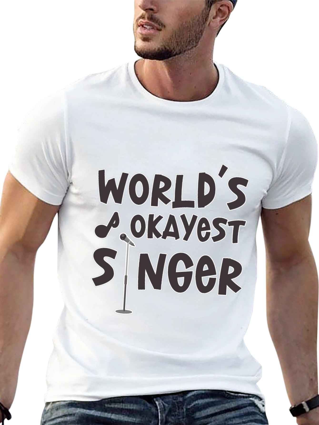 Worlds Okayest Singer Black T-Shirt Funny Graphic Tee
