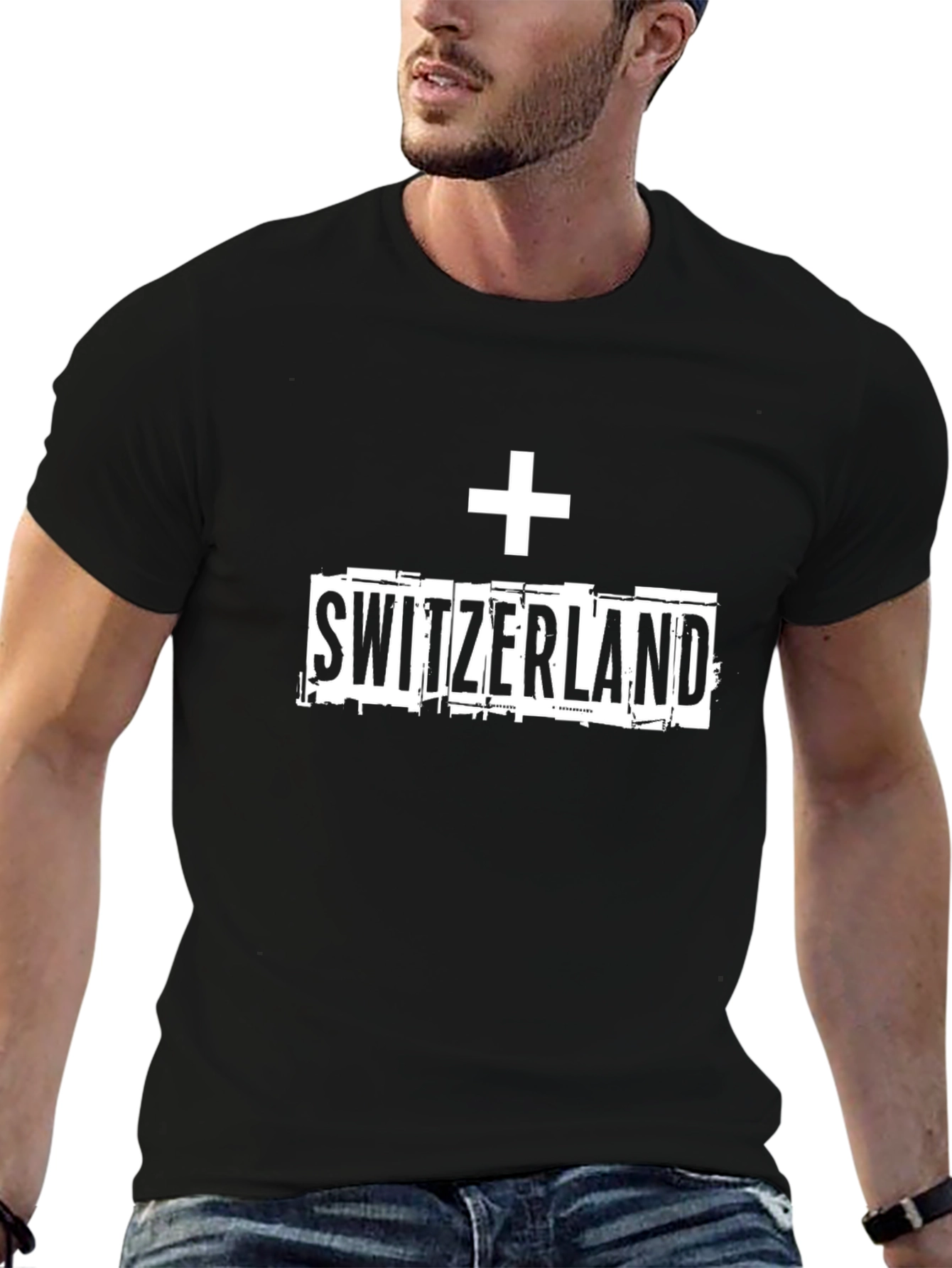 Switzerland Graphic Tee - Black Cotton Casual Shirt