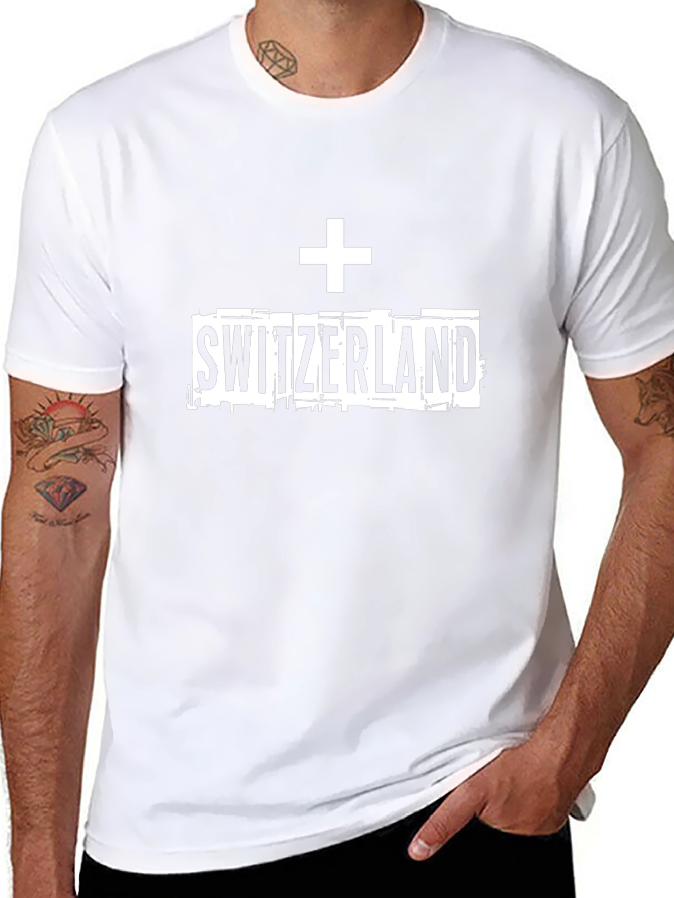 Switzerland Graphic Tee - Black Cotton Casual Shirt