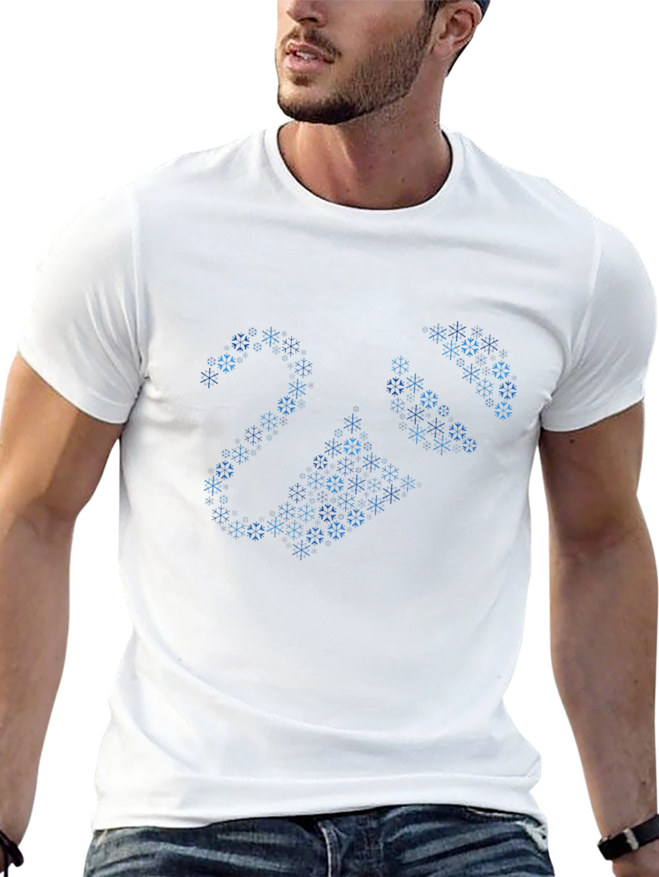 Snowflake Pattern Black T-Shirt