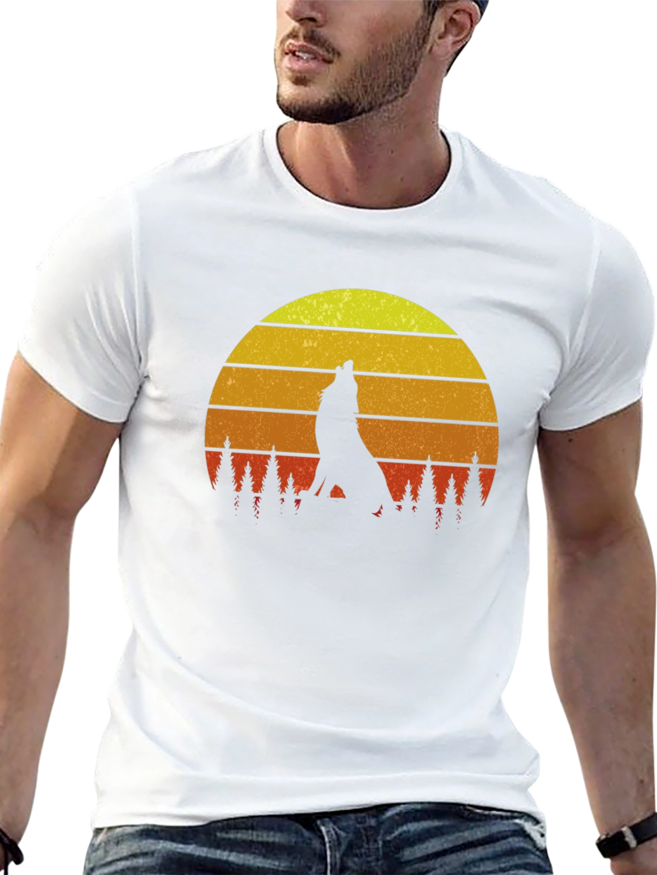 Wolf Howling Sunset T-Shirt - Wilderness Adventure Tee