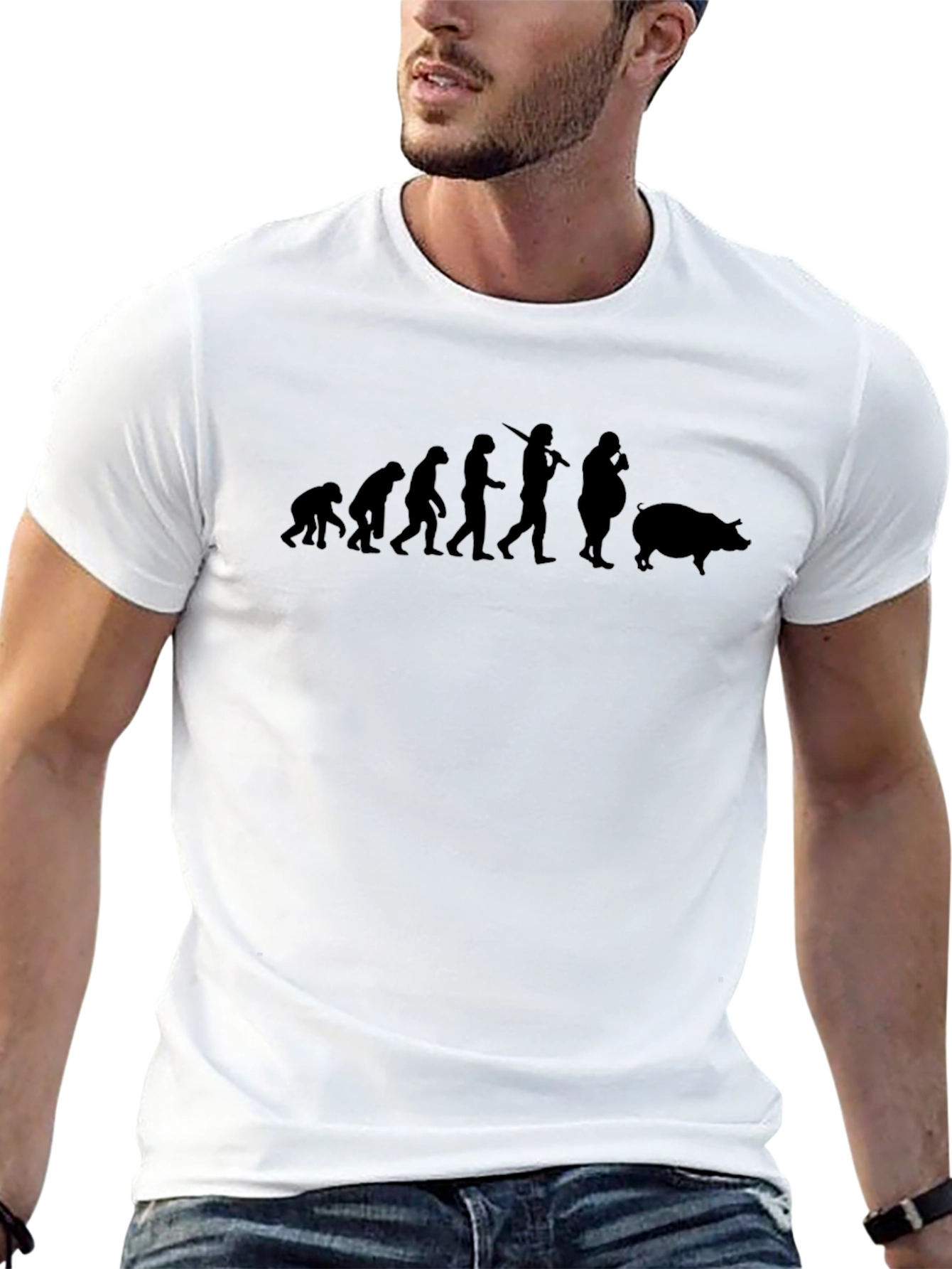 Evolution to Pig T-Shirt - Black Graphic Tee