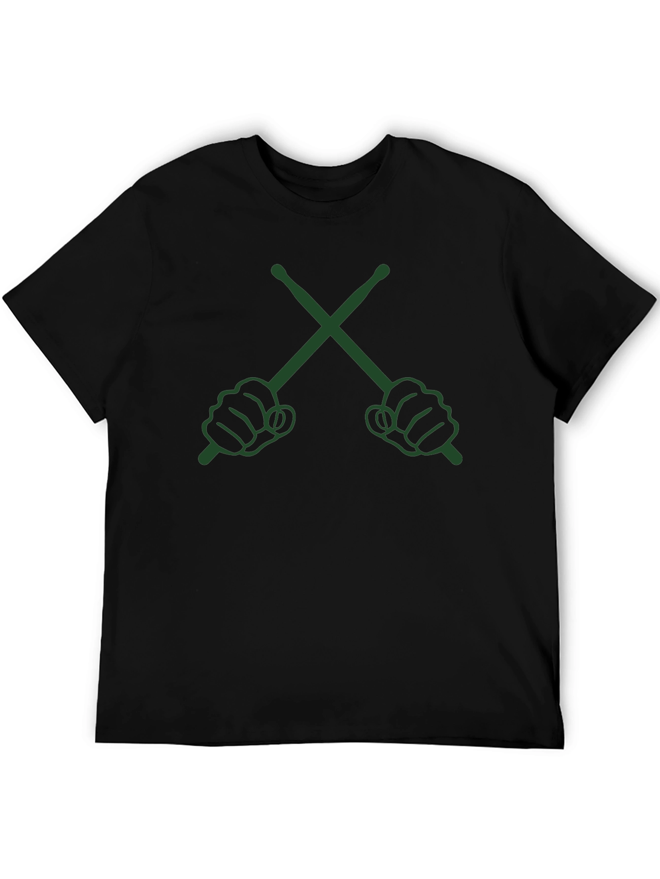 Drummers Crossed Sticks Graphic T-Shirt - Black