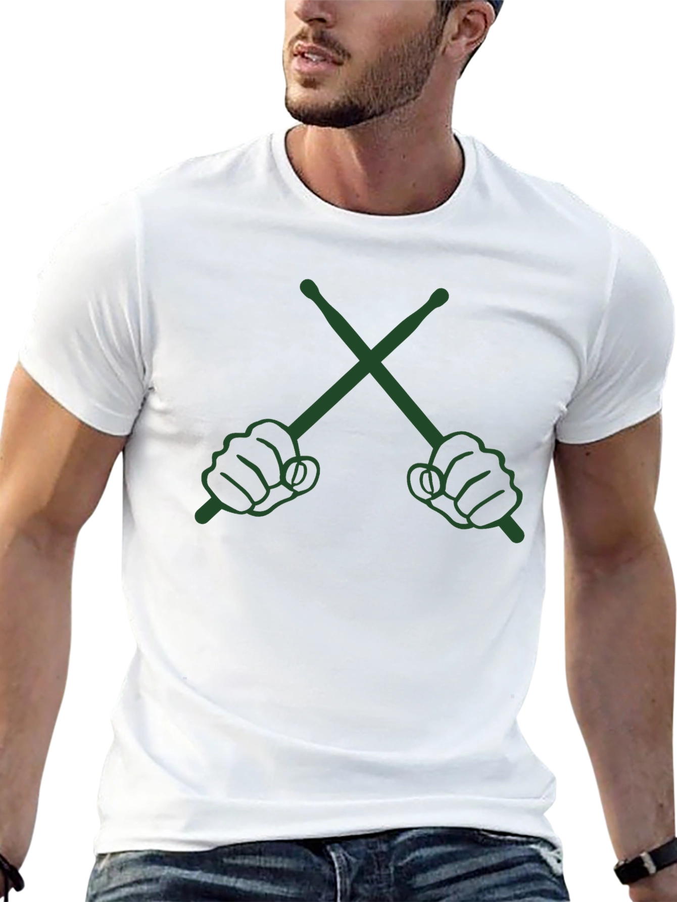 Drummers Crossed Sticks Graphic T-Shirt - Black