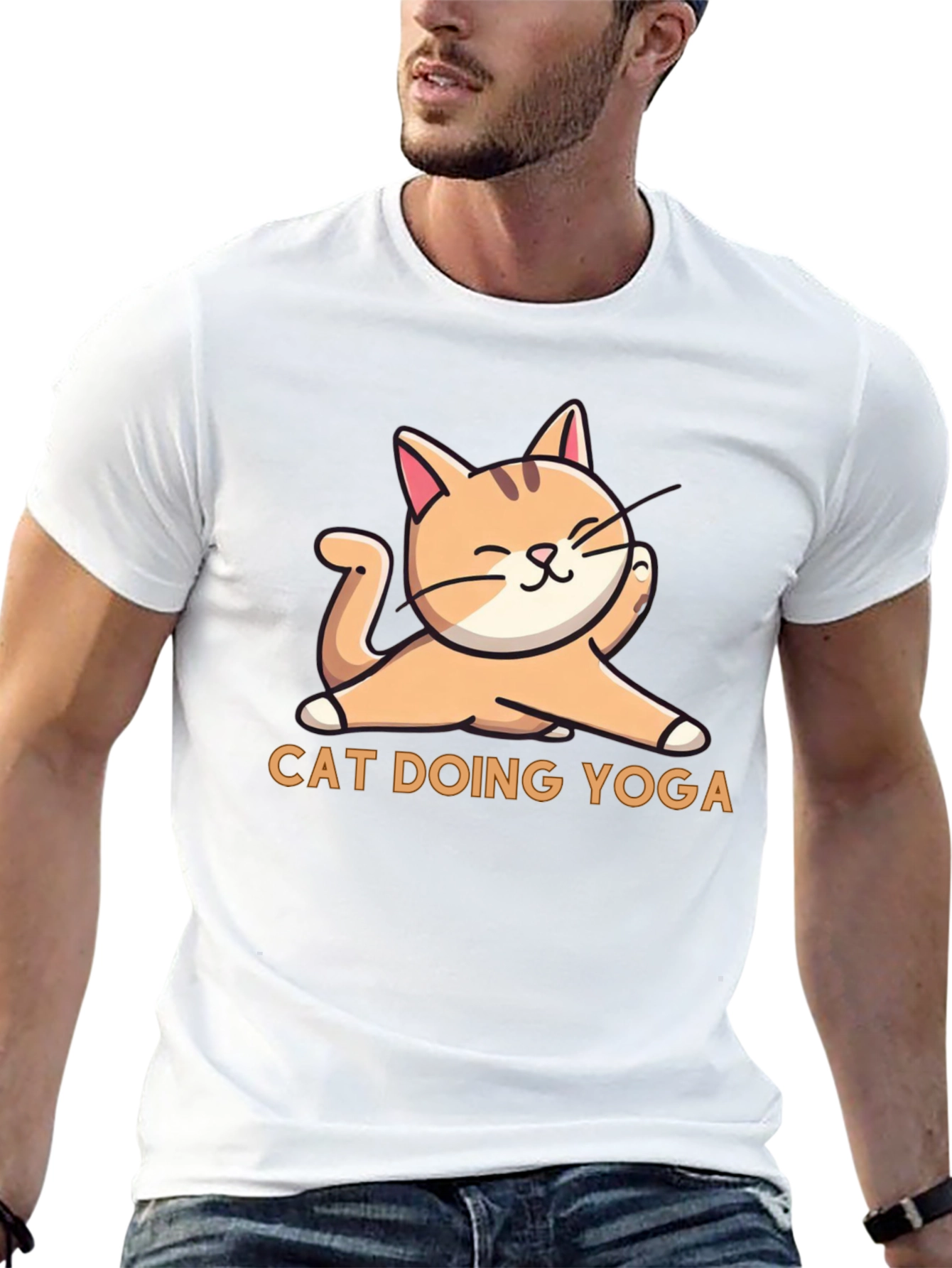 Cat Doing Yoga Graphic T-Shirt - Relaxed Fit