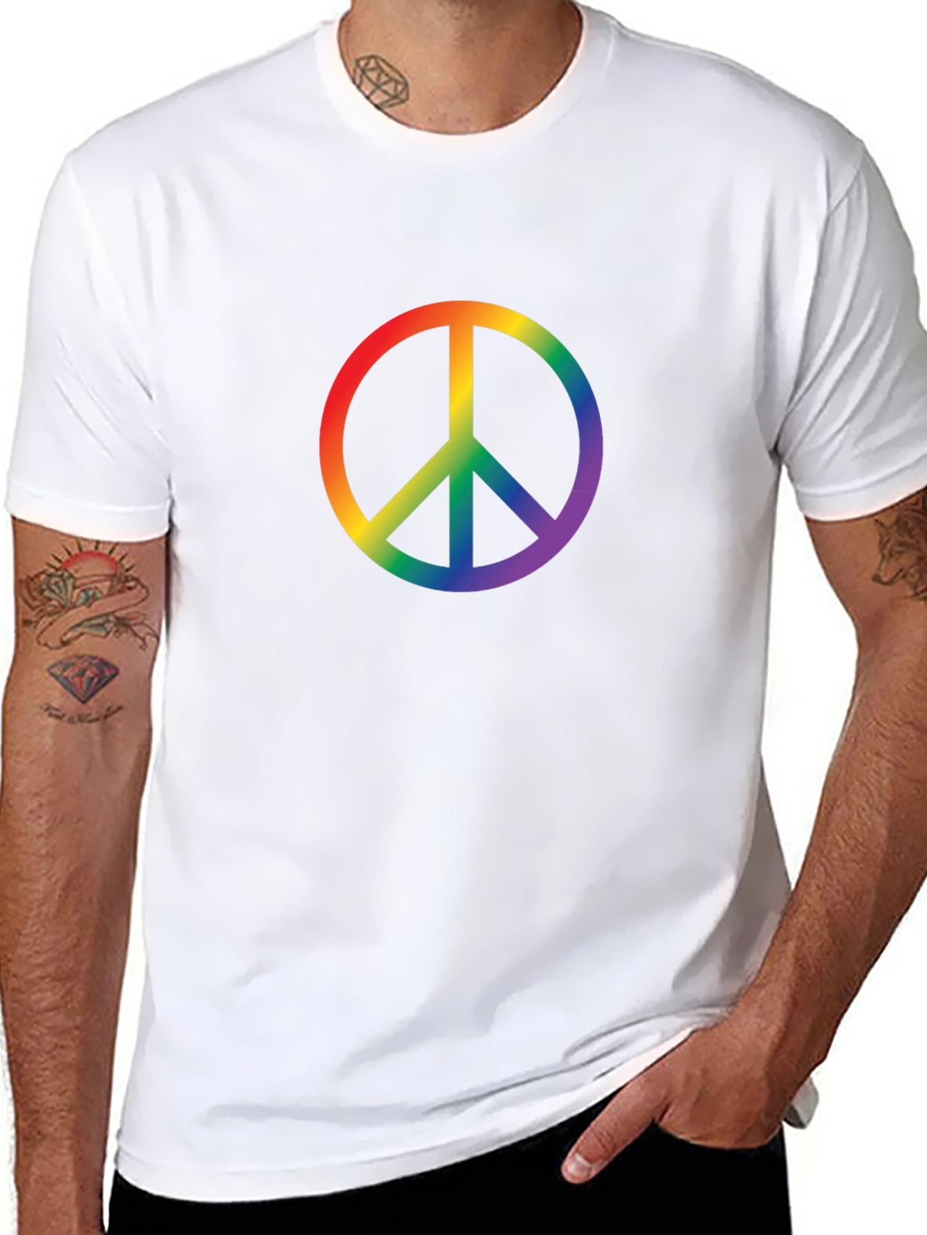 Rainbow Peace Sign Black T-Shirt