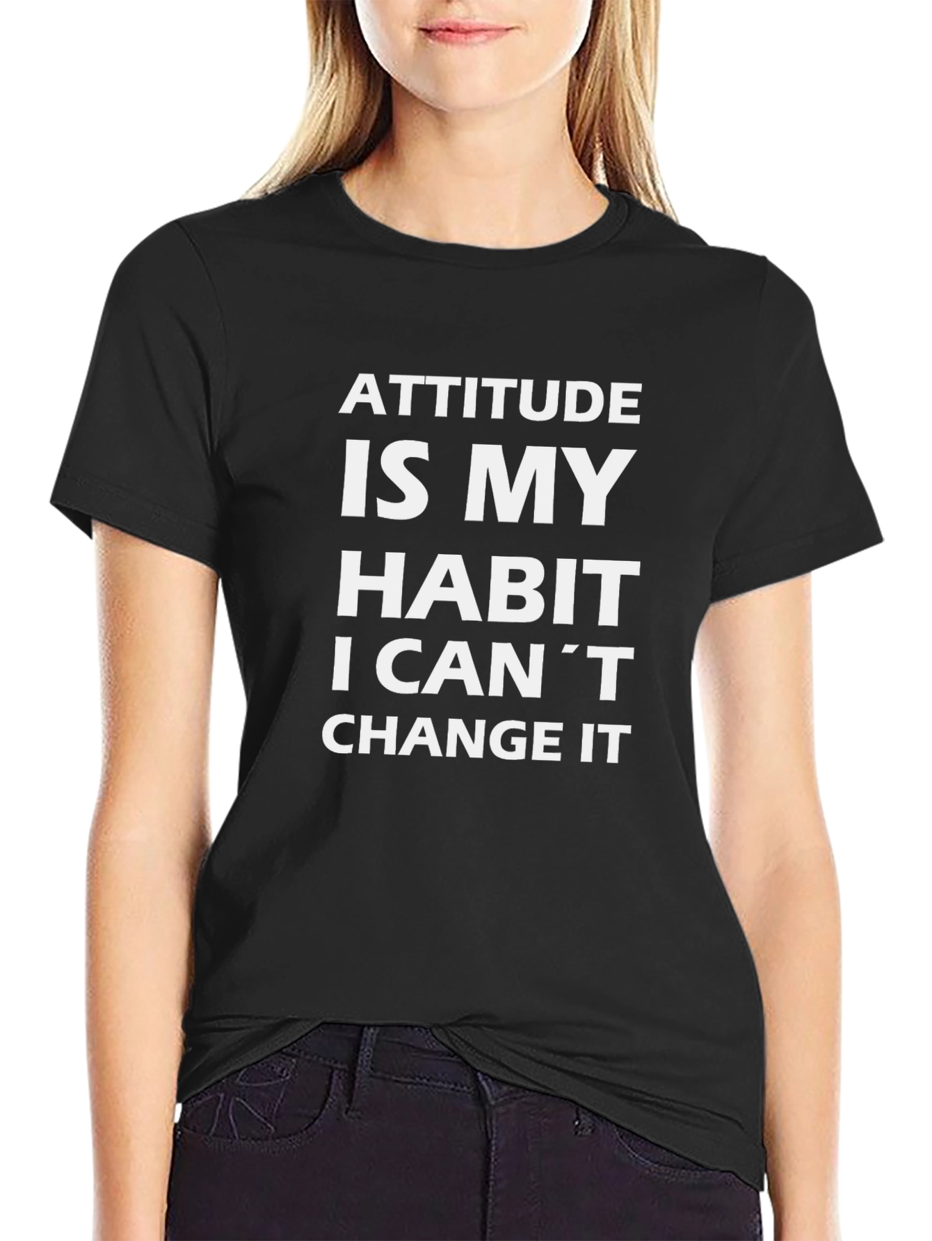 Attitude Habit Black Crew Neck Graphic Tee