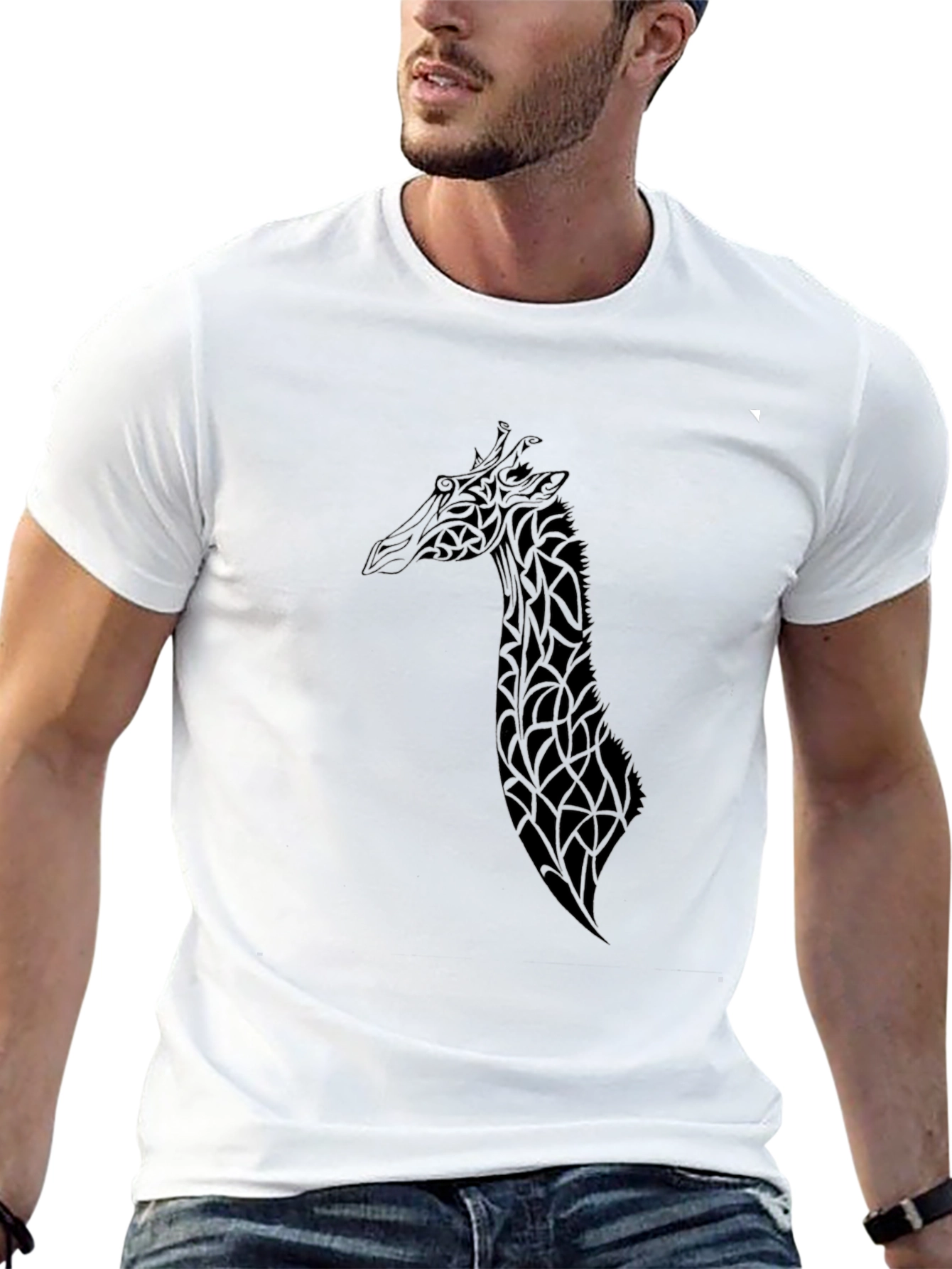 Stylish Black Giraffe Graphic Tee