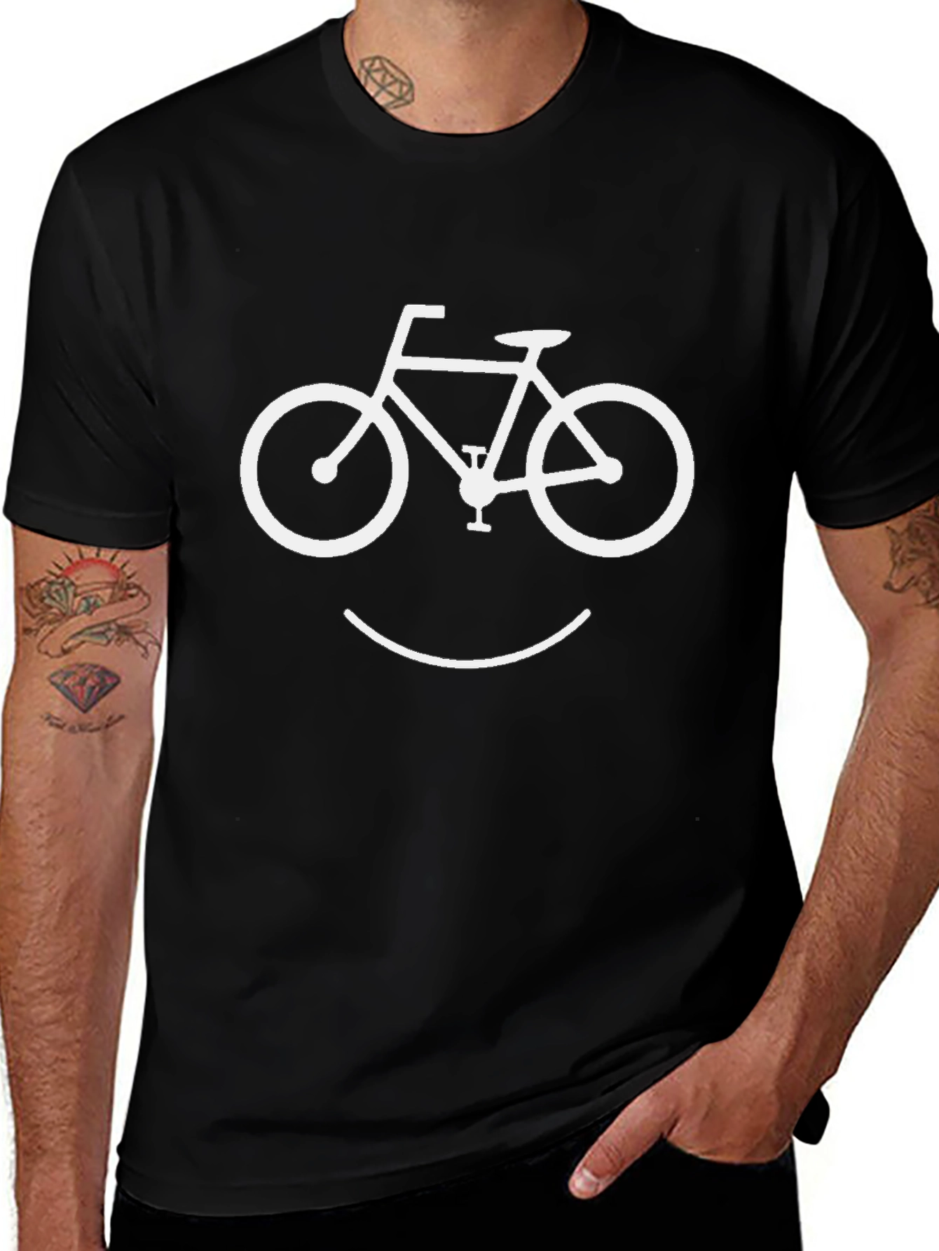 Bike Smile Graphic T-Shirt - Cool Casual Tee