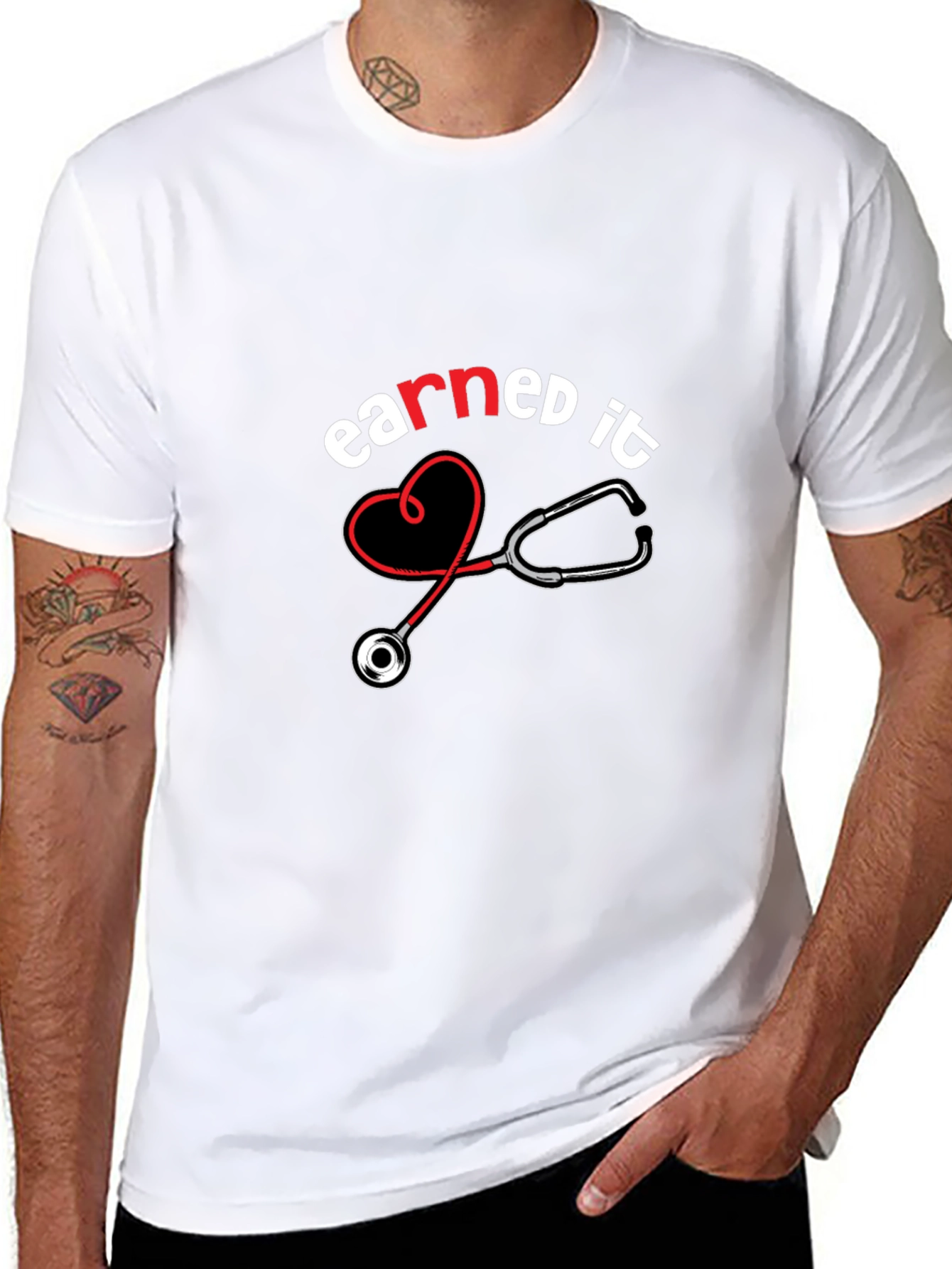 Earned It Nurse T-Shirt - Stethoscope Design