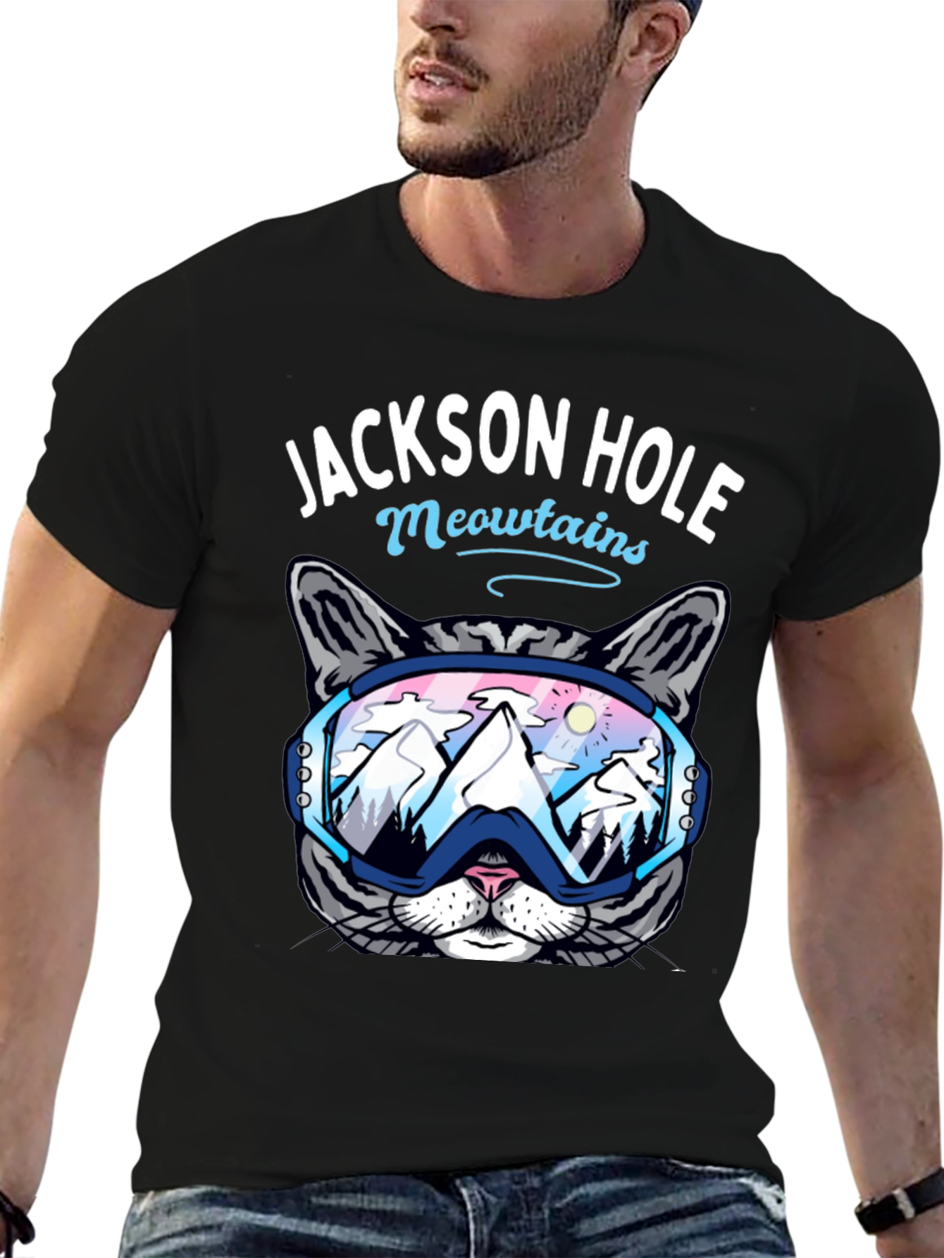 Jackson Hole Meowtains Cat Ski T-Shirt