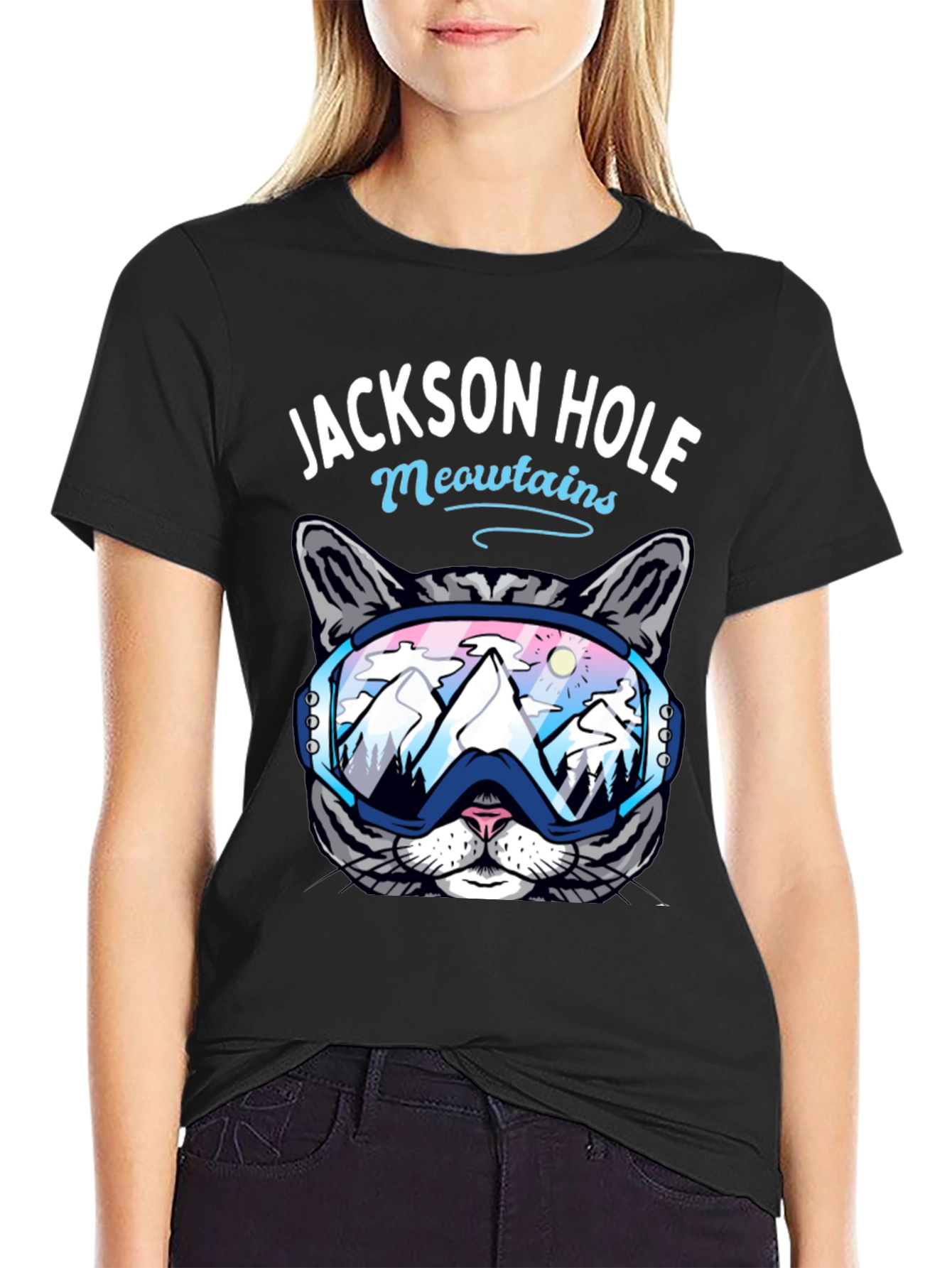 Jackson Hole Meowtains Cat Ski T-Shirt