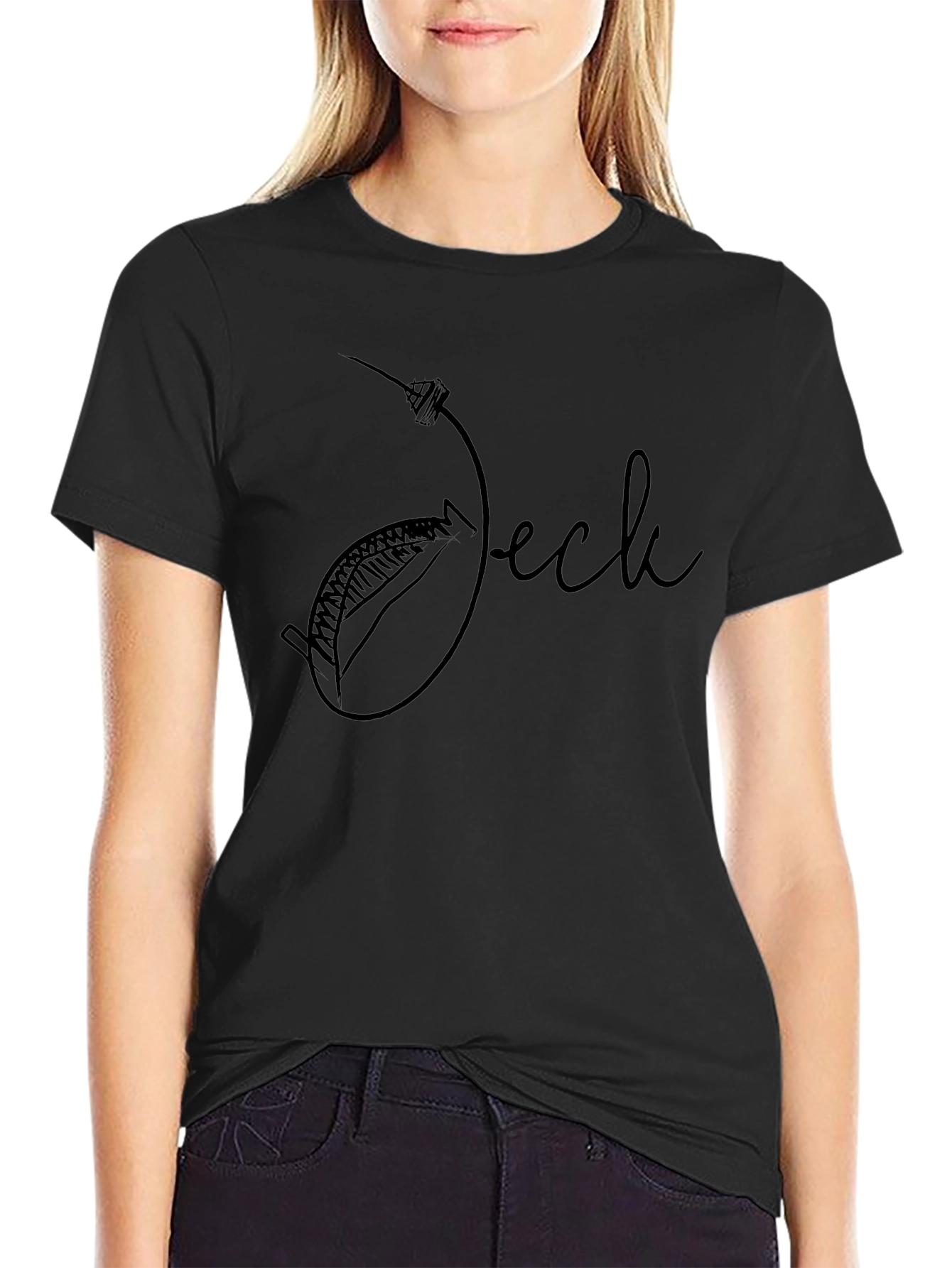 Whimsical Black Graphic Tee - Jock Design