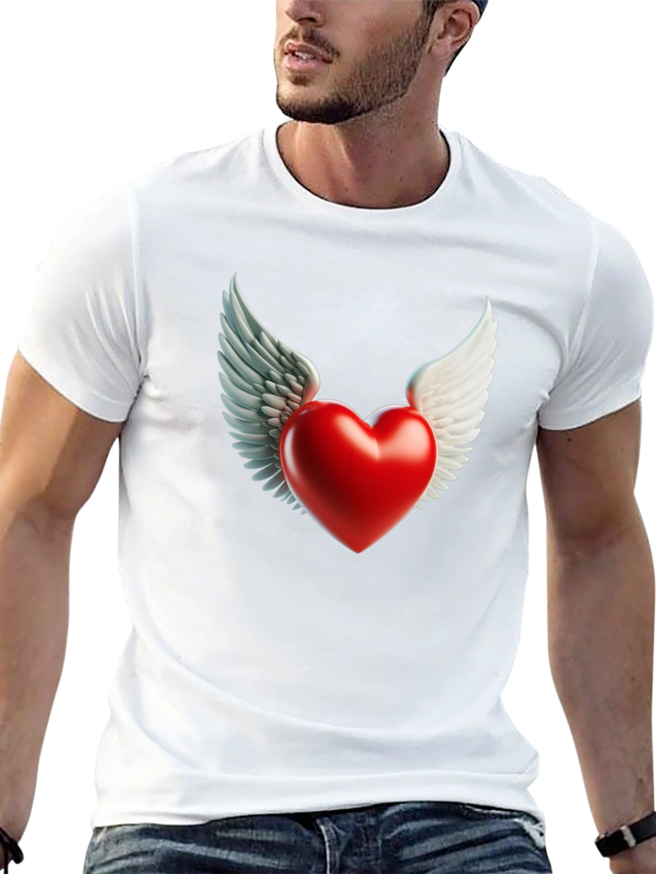 Winged Heart Graphic Tee - Black Cotton Blend