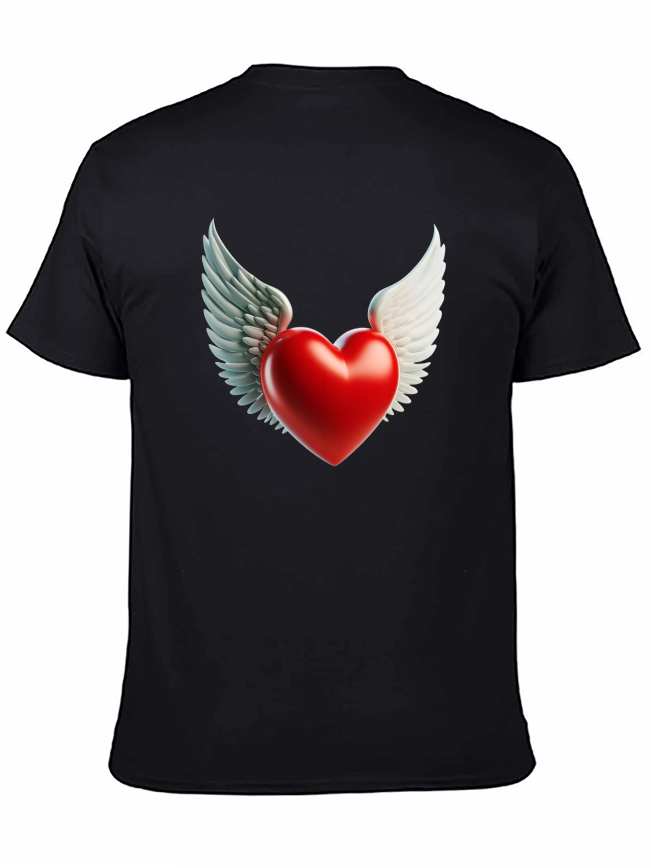 Winged Heart Graphic Tee - Black Cotton Blend