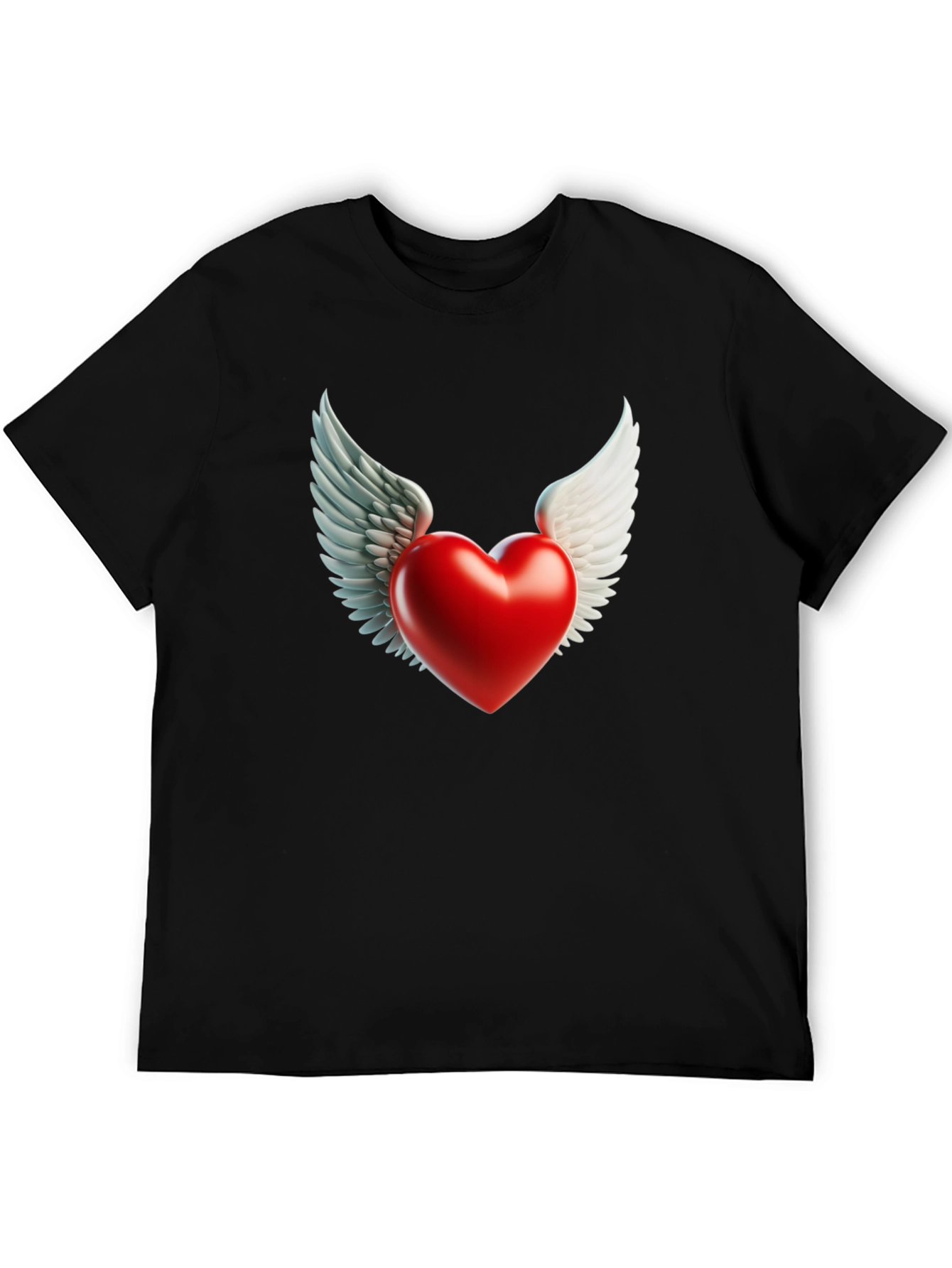 Winged Heart Graphic Tee - Black Cotton Blend