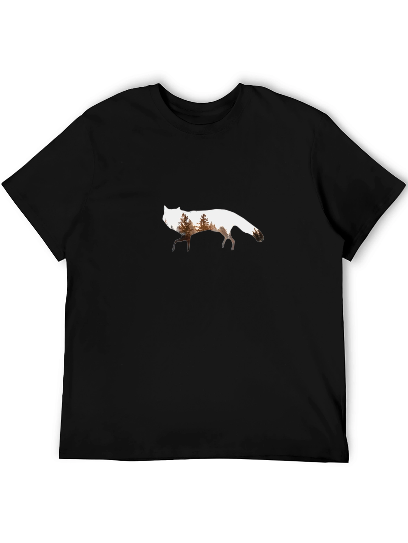 Nature Wolf Graphic Tee - Black Cotton Blend