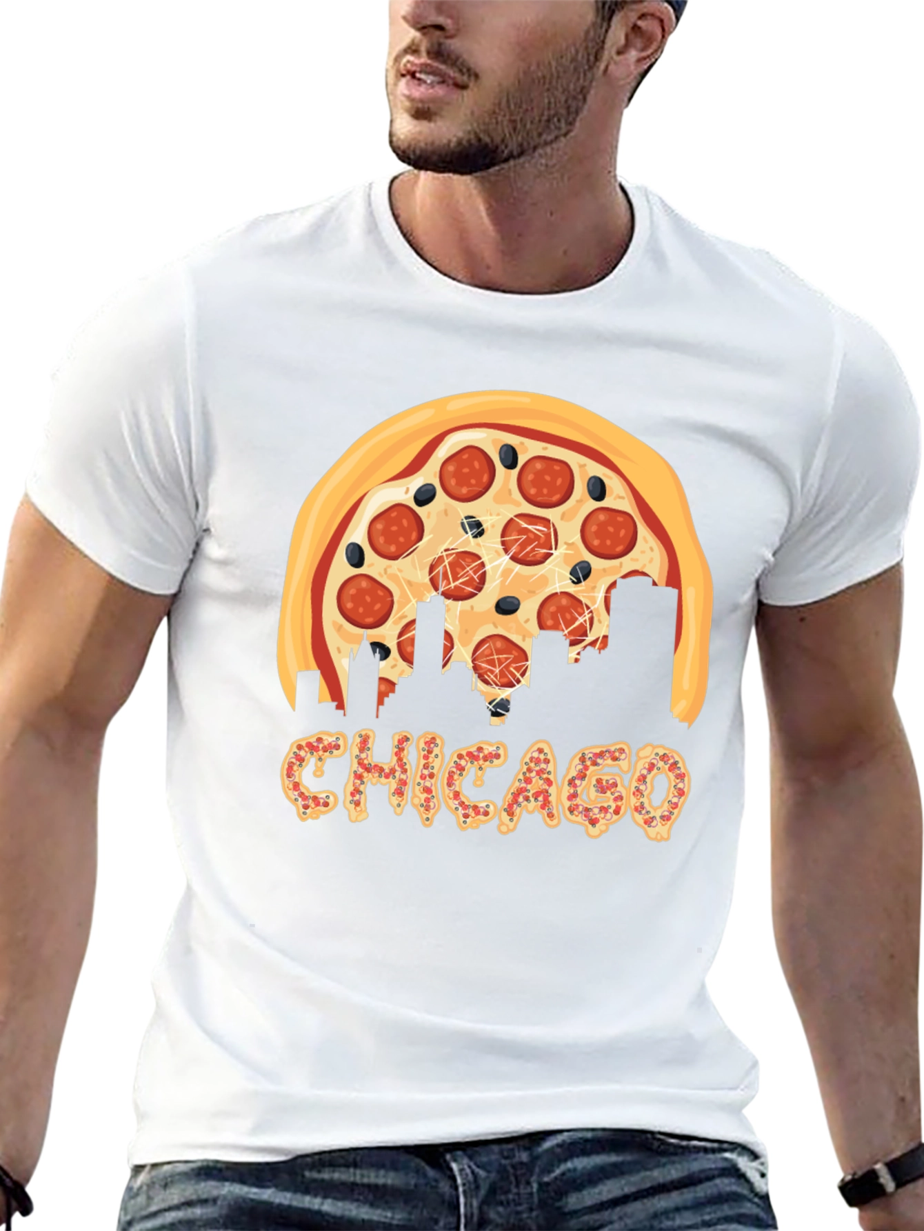 Chicago Pizza Skyline Graphic T-Shirt