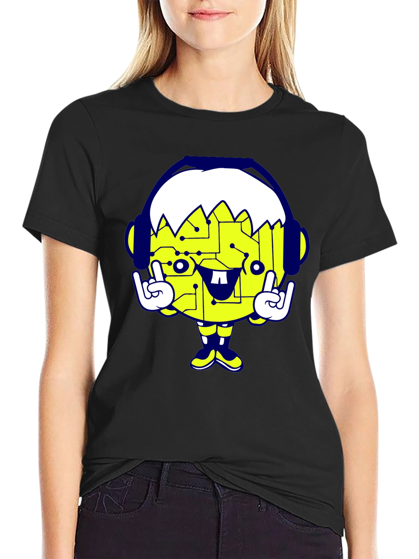 Cool Cartoon Graphic Black T-Shirt