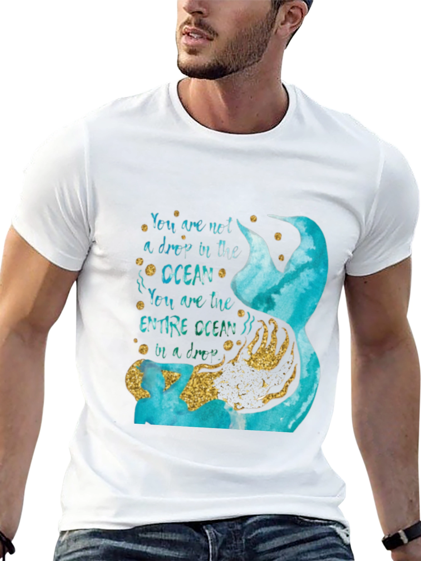 Ocean Drop Graphic Tee - Empowering Mermaid Design