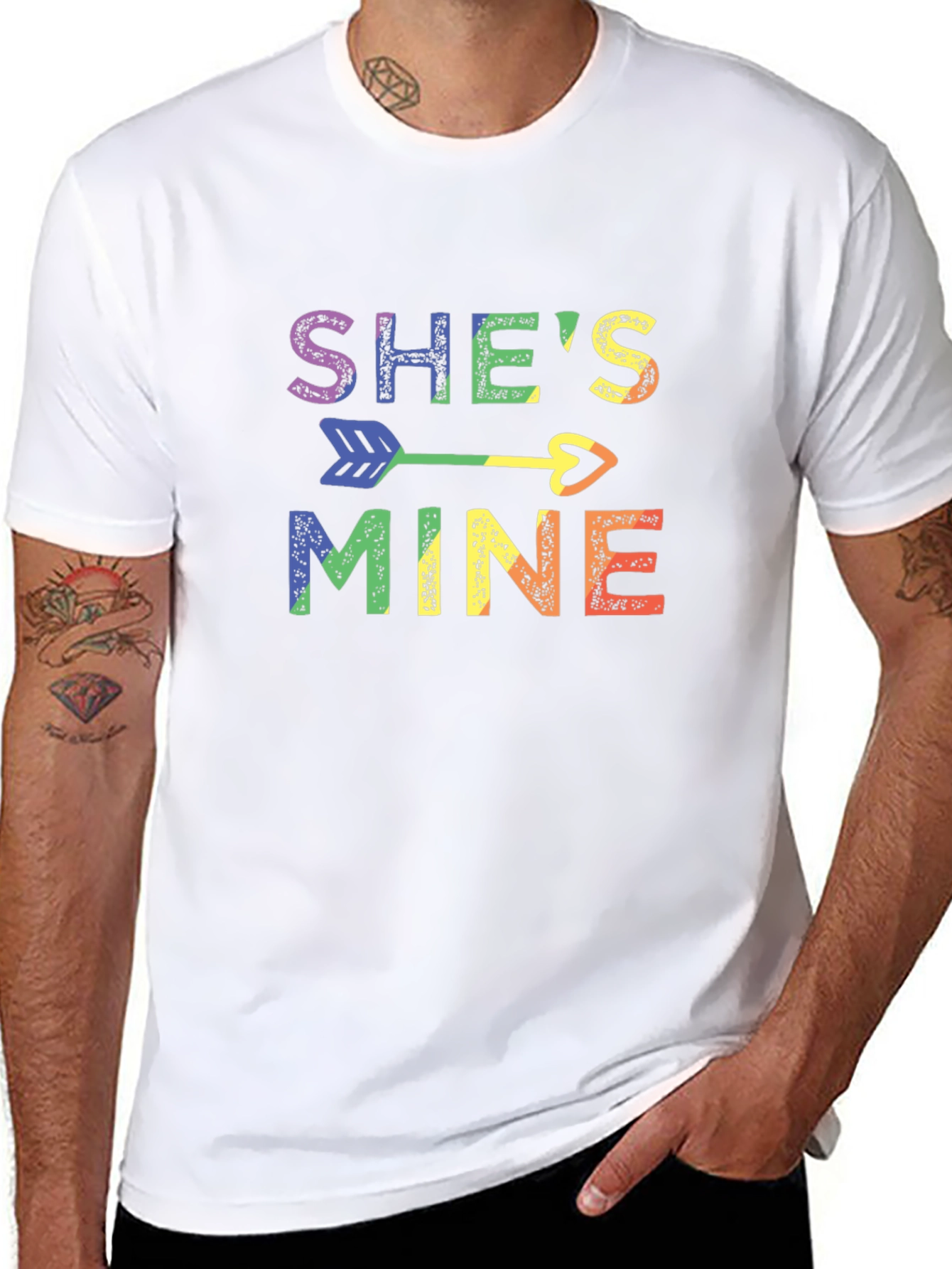 Shes Mine Pride T-Shirt LGBT Rainbow Arrow Heart