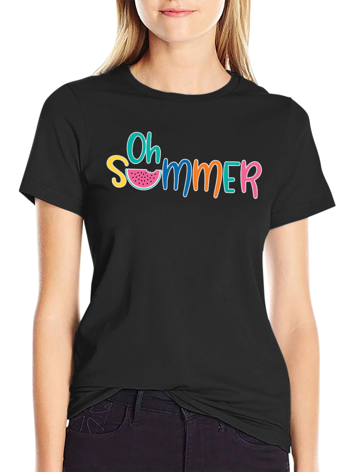 Oh Summer Graphic T-Shirt - Black Casual Tee
