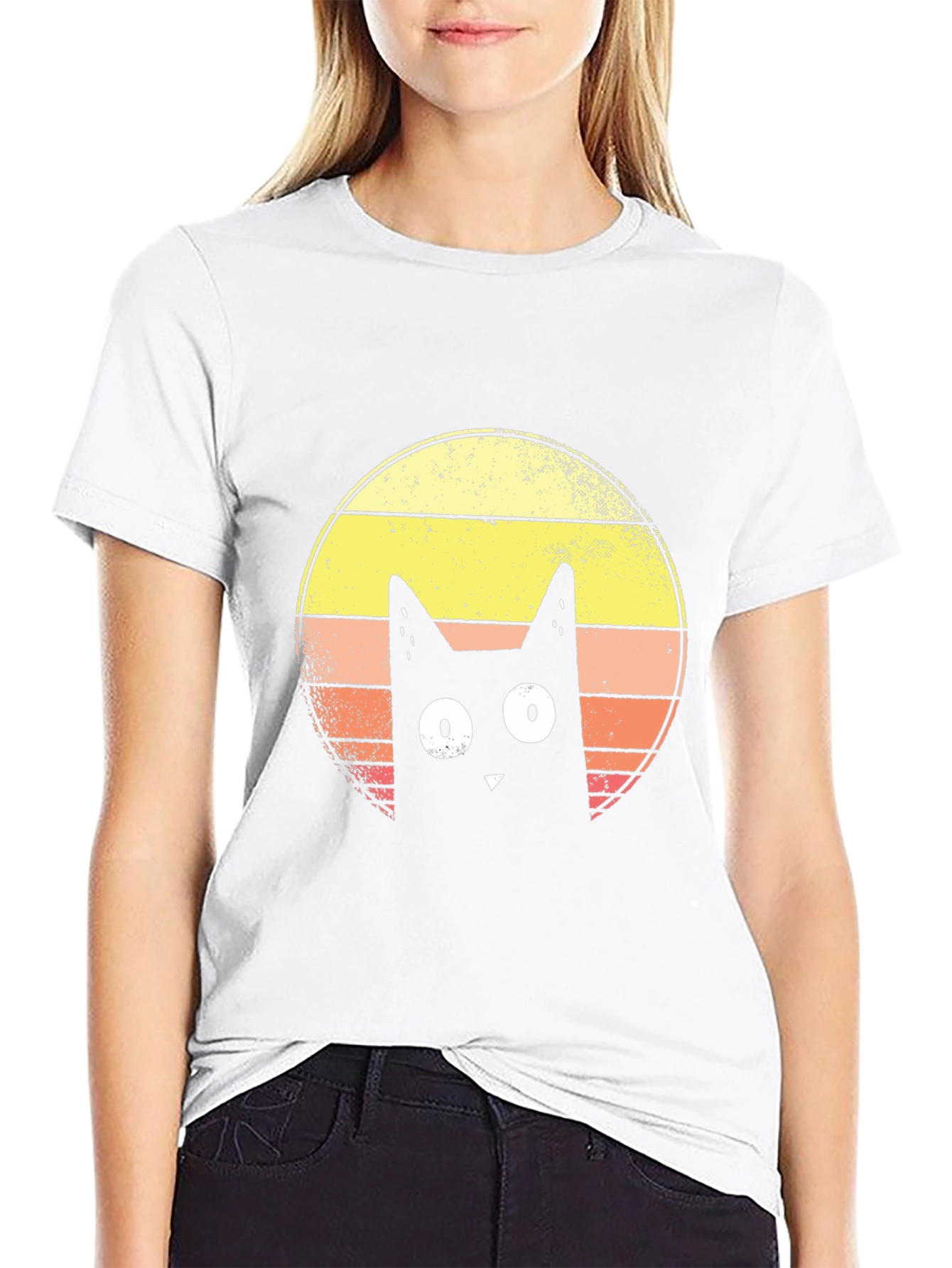 Retro Cat Graphic T-Shirt - Mens Black Tee