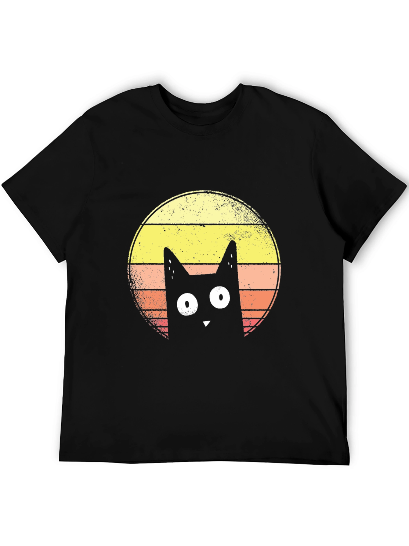 Retro Cat Graphic T-Shirt - Mens Black Tee