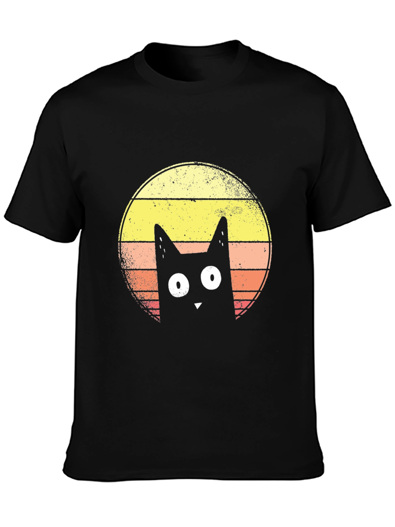 Retro Cat Graphic T-Shirt - Mens Black Tee