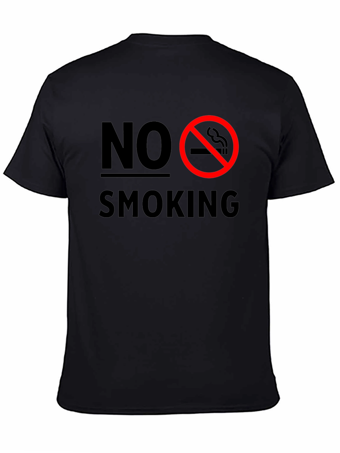 No Smoking Graphic T-Shirt - Black Crew Neck Tee