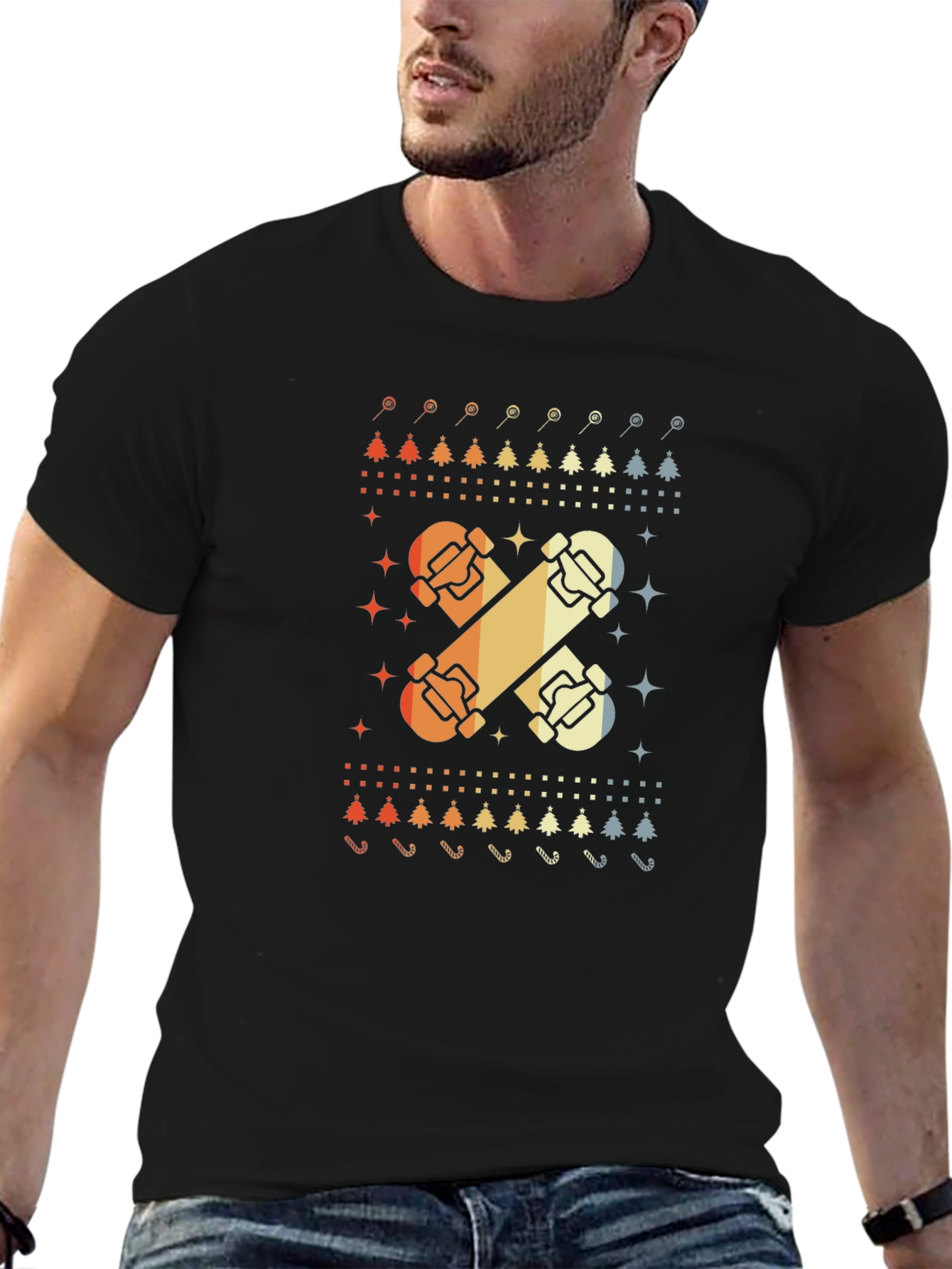 Retro Skateboard Christmas T-Shirt