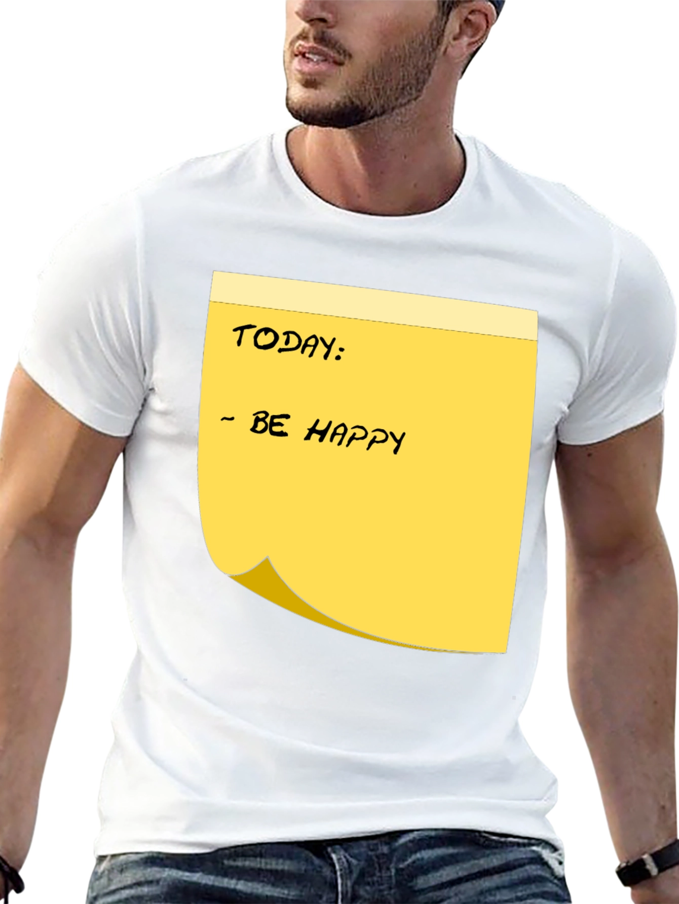 Be Happy Sticky Note Graphic Tee - Black