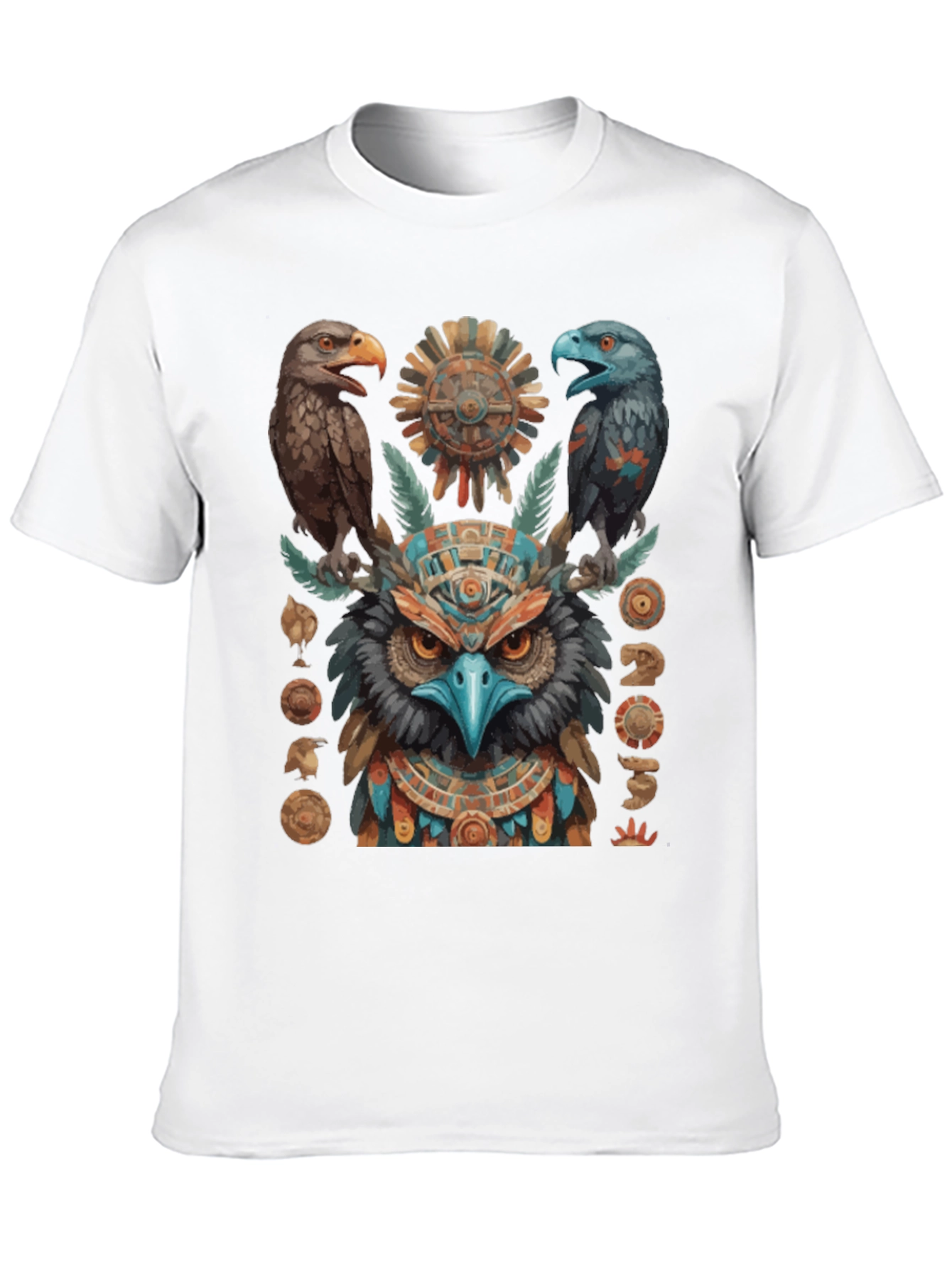 Aztec Eagle Owl Graphic Tee - Unique Design
