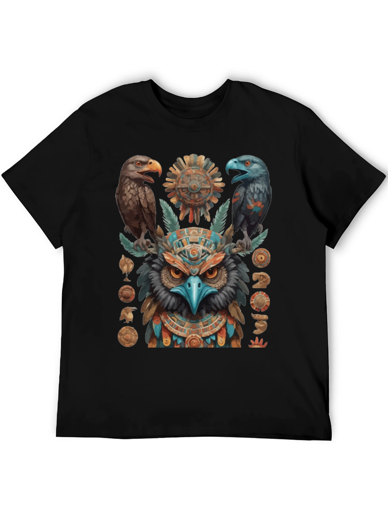 Aztec Eagle Owl Graphic Tee - Unique Design