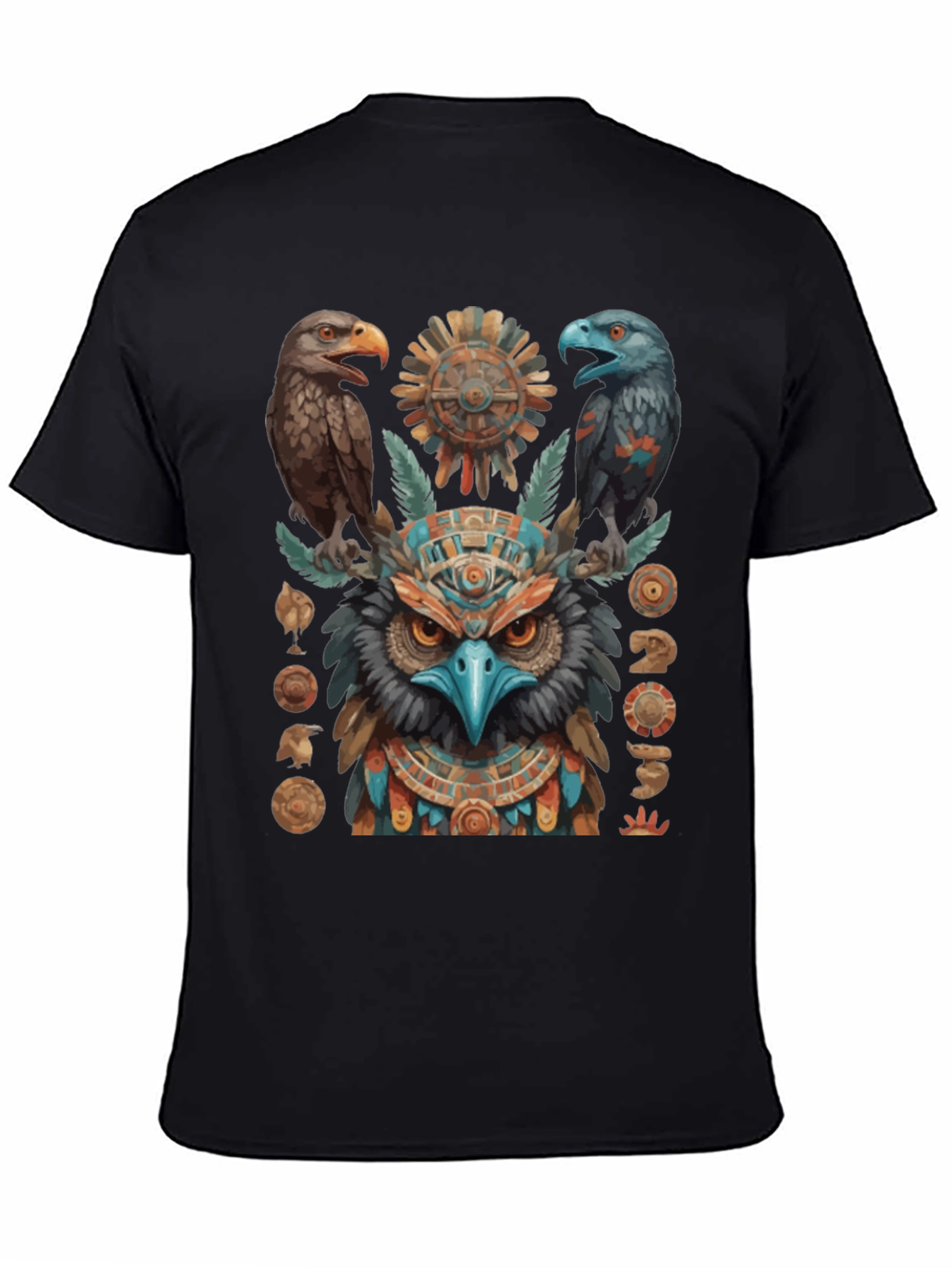 Aztec Eagle Owl Graphic Tee - Unique Design