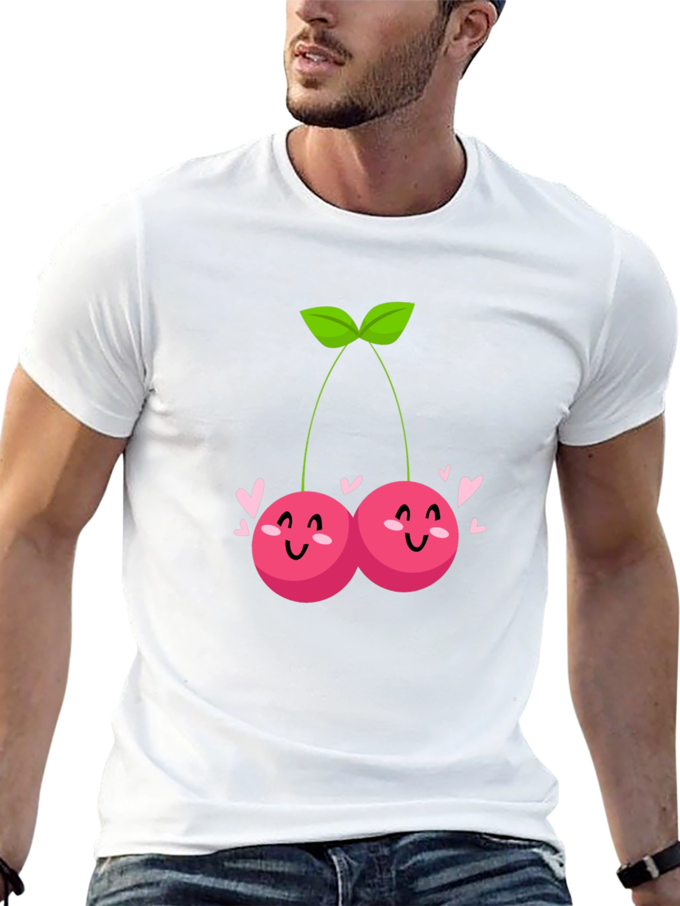 Cute Cherry Graphic Tee - Trendy Black T-Shirt