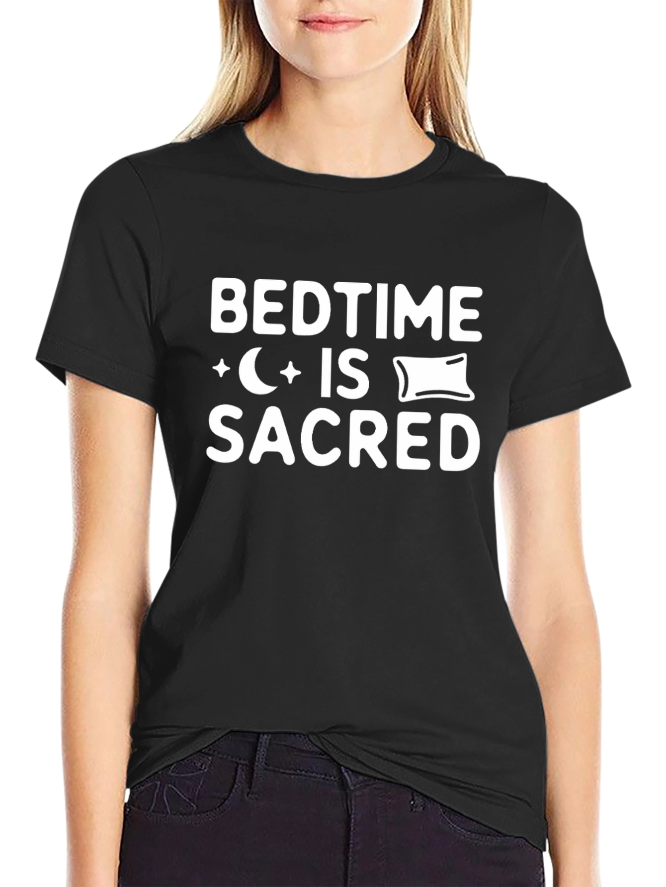 Bedtime Is Sacred Black Graphic Tee