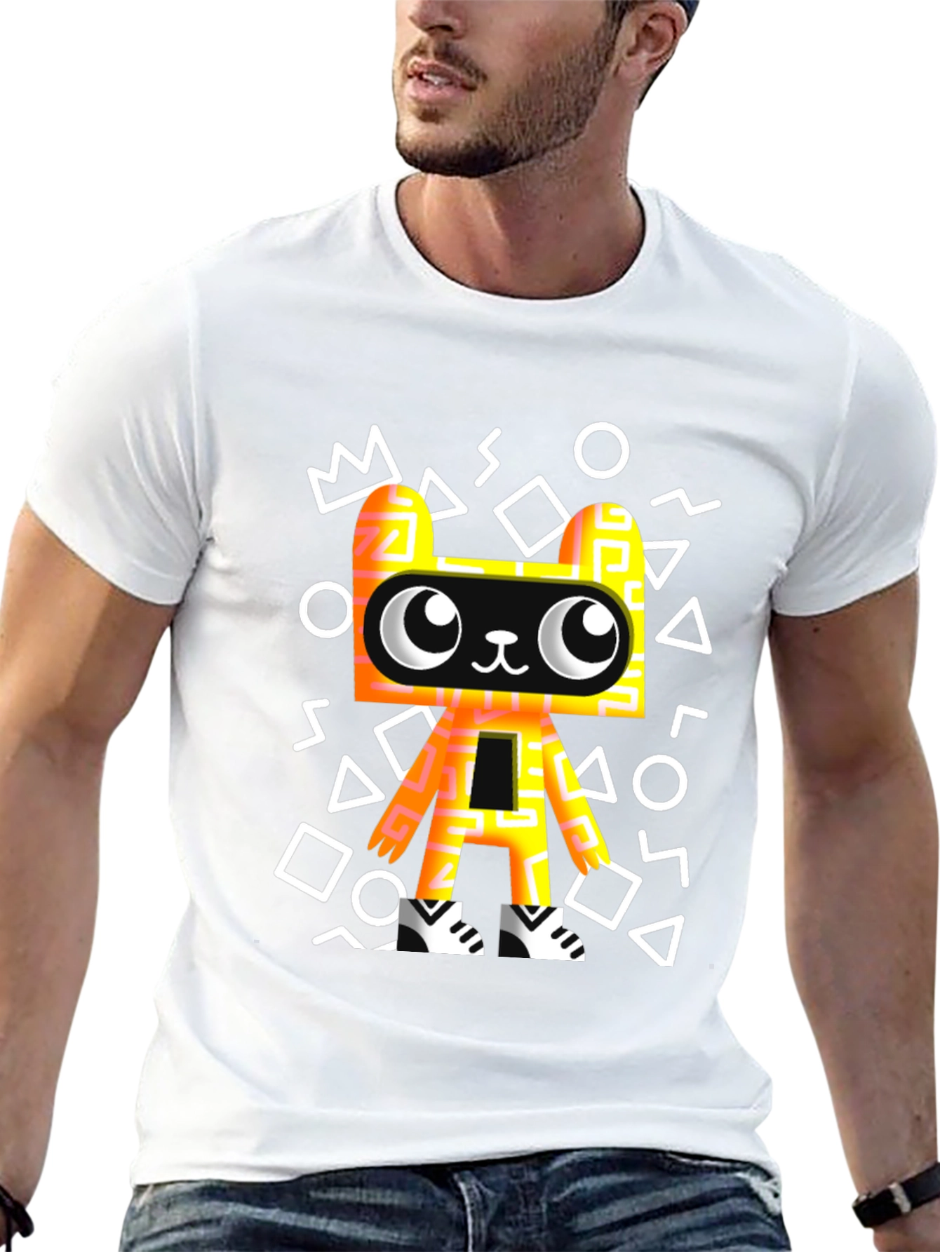 Graphic Tee - Funky Geometric Bear T-Shirt