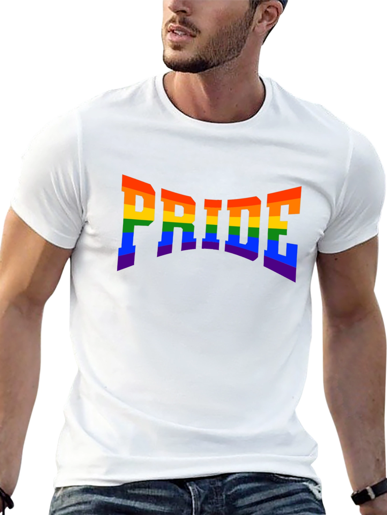 Pride Rainbow Graphic Tee - Black Cotton T-Shirt