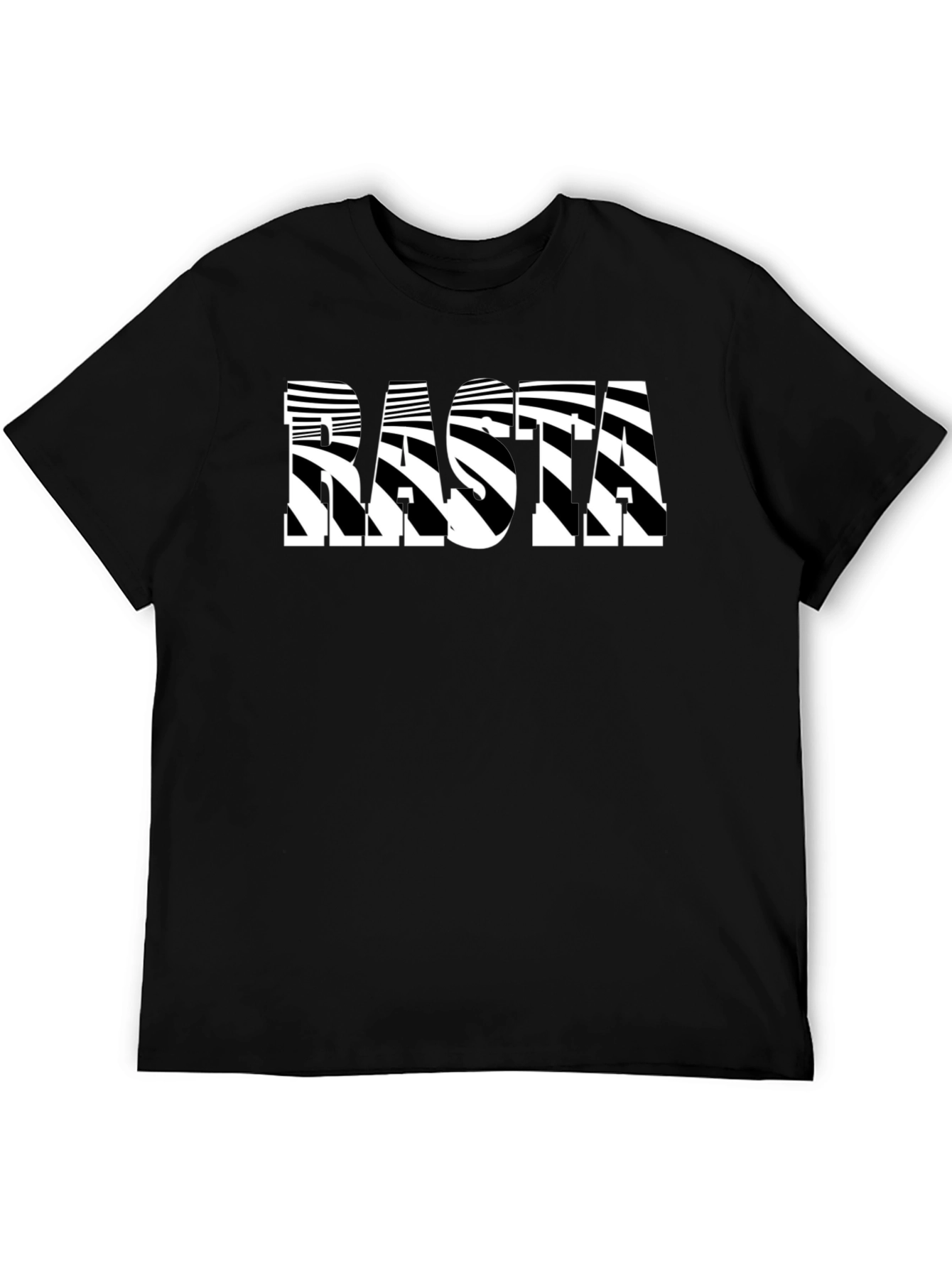Rasta Striped Graphic Tee - Stylish Black T-Shirt