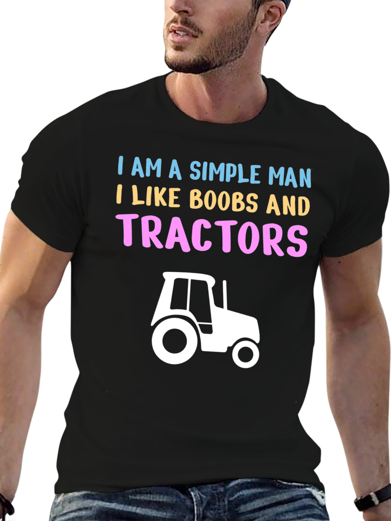 Simple Man Boobs and Tractors Graphic T-Shirt