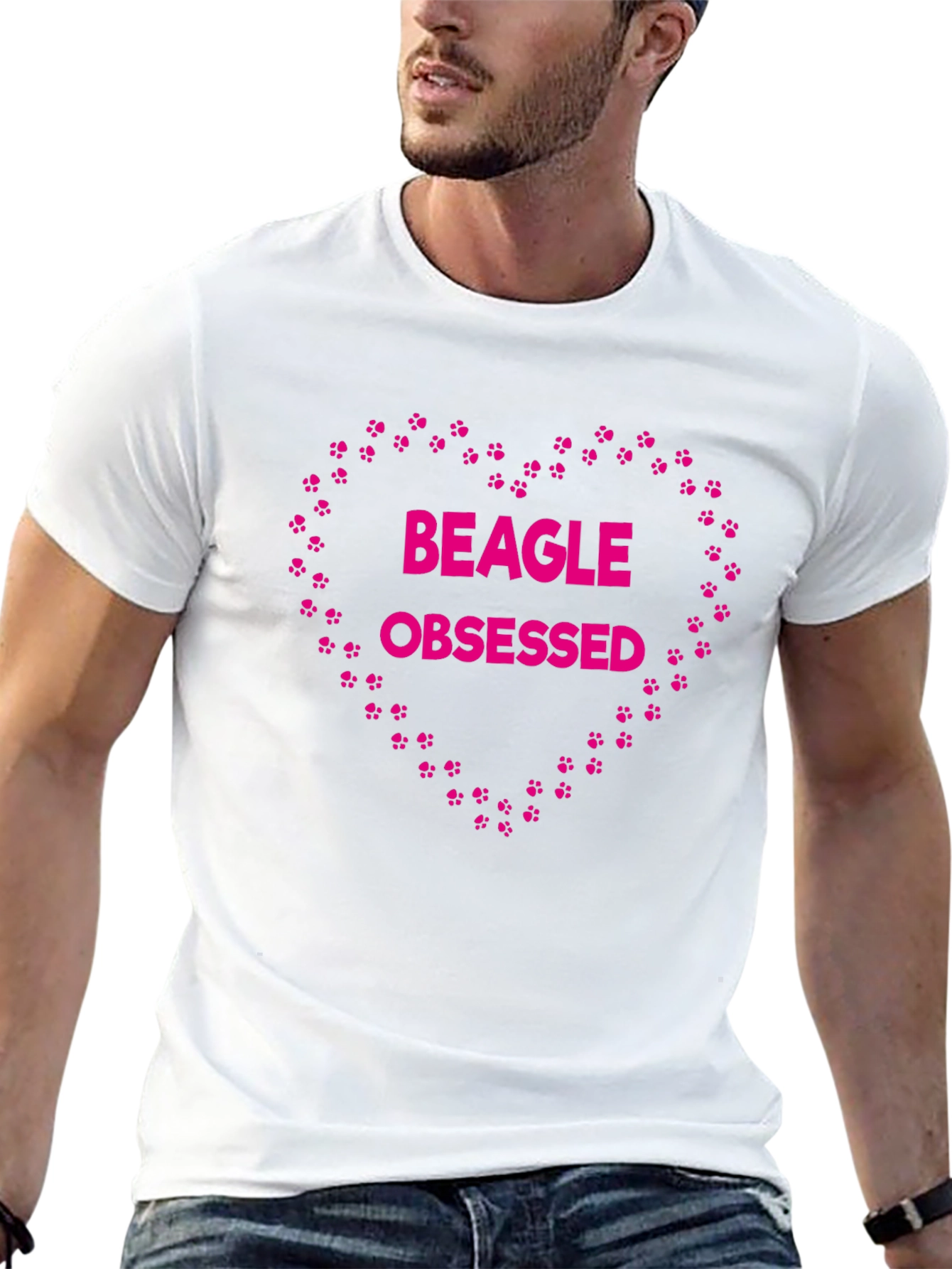 Beagle Obsessed Heart Paw Print T-Shirt